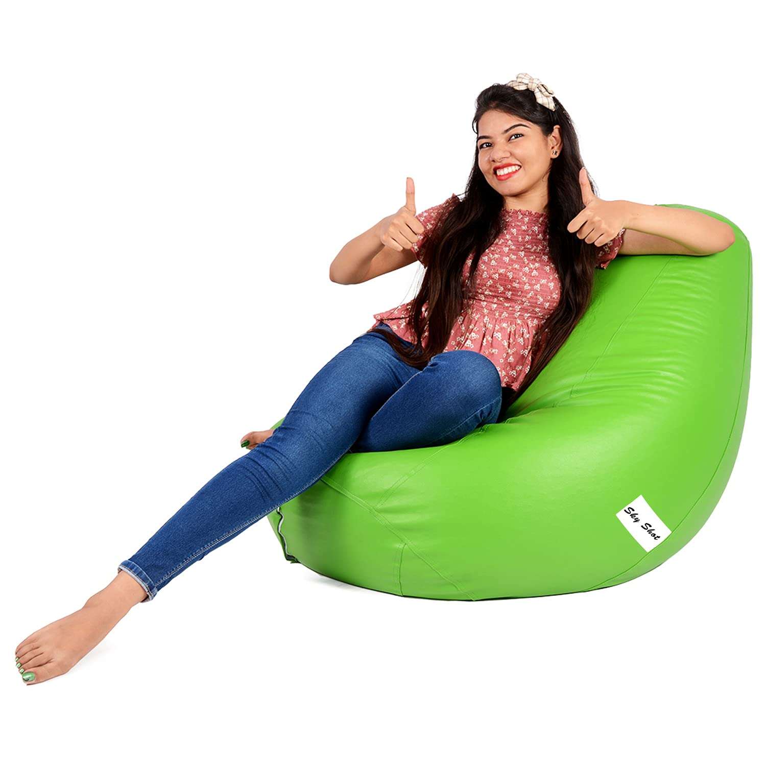 Skyshot Classic Teardrop Shape Bean Bag Cover Without Beans (XXXL, Green) 5