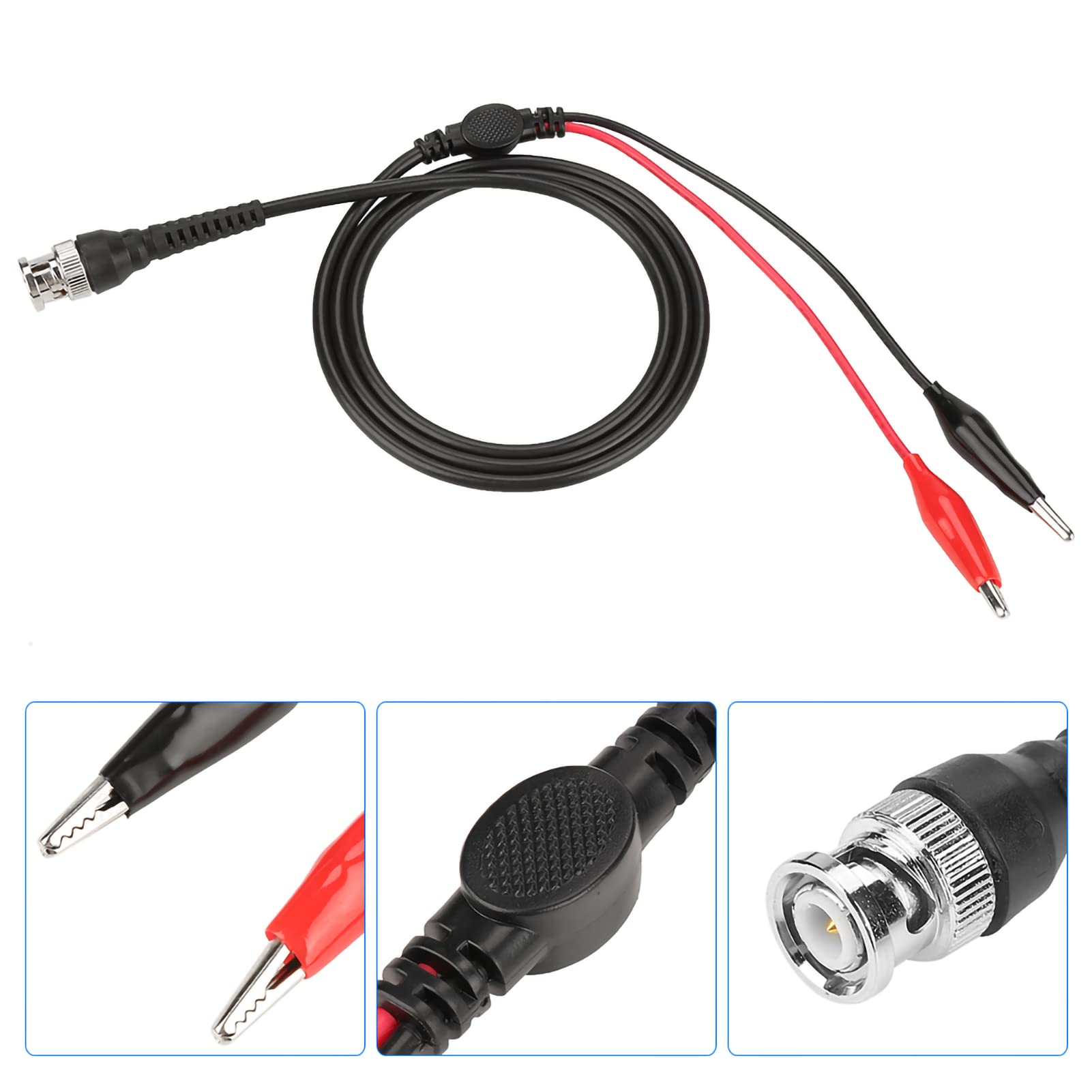 2PCs P1011 Oscilloscope Probe Ground Wire BNC Q9 to Dual Crocodile Clip Test Leads 500V 5A Multimeter Lead Cable 50Ω Mini Oscilloscope Accessories 108cm/42.5in 6