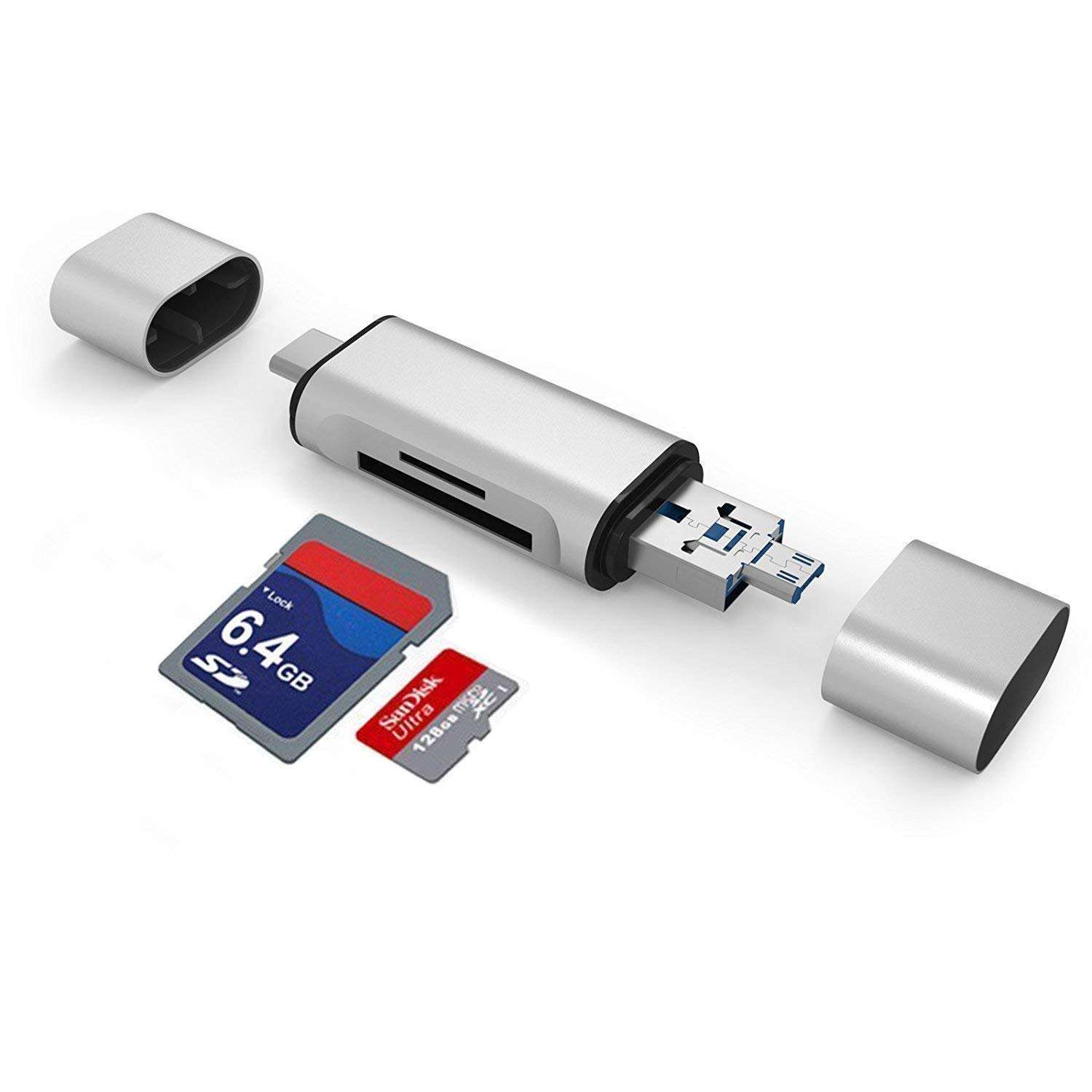 Tynub™ SD Card Reader, 3-in-1 USB 3.0/USB C/Micro USB Card Reader - SD, Micro SD, SDXC, SDHC, Micro SDHC, Micro SDXC Memory Card Reader for MacBook PC Tablets Smartphones with OTG Function 1