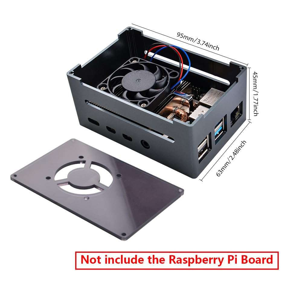 GeeekPi Metal Case for Raspberry Pi 4, Black Aluminum Raspberry Pi 4 Case with Ultra Thin ICE Tower Cooler 4
