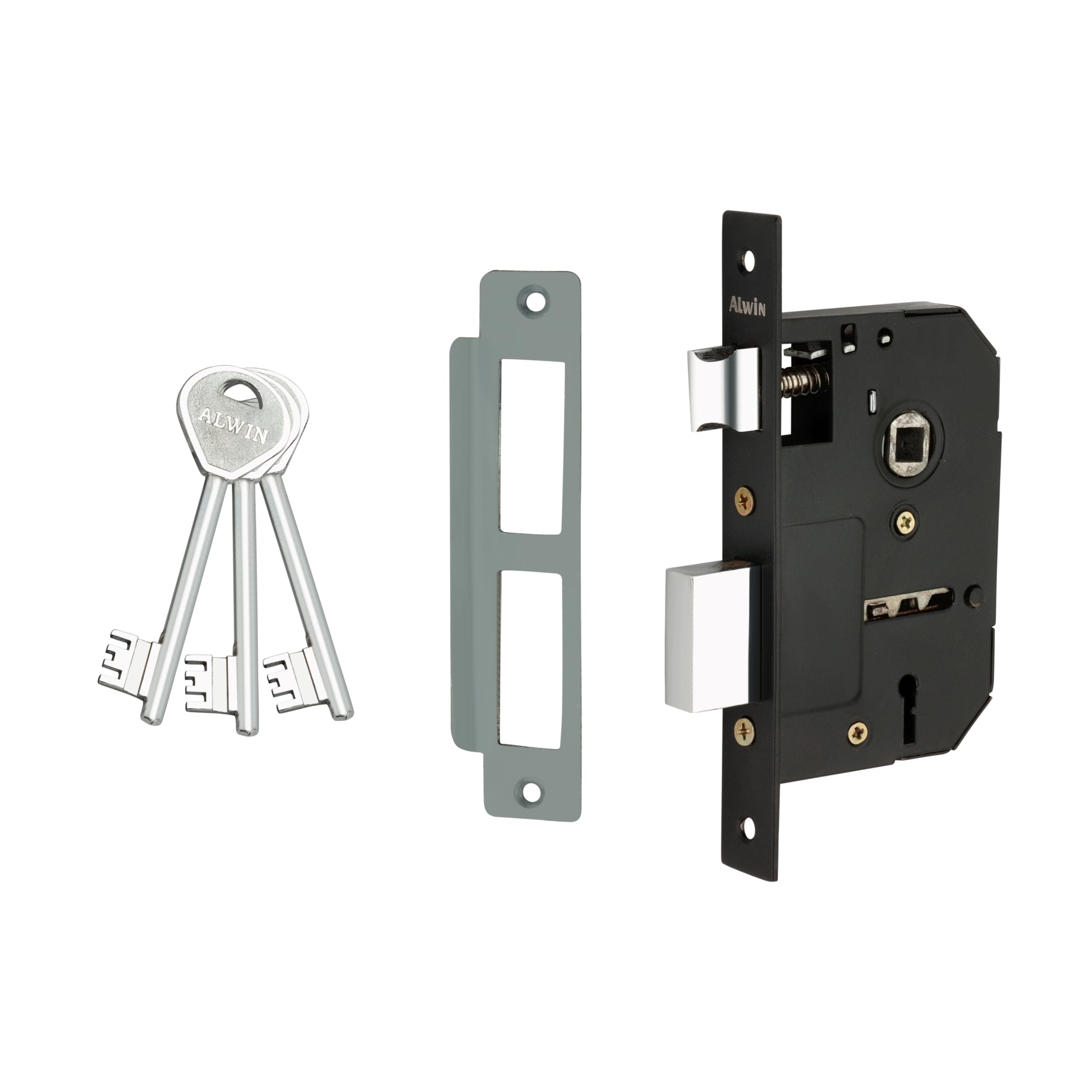 Alwin Royal Oval BG, 8'' Iron Mortise Lockset, 6-Lever, 2 Turn Locking Suitable for Left & Right Handed Maindoor, Bedroom, Living Hall Door in Home, Offices & Hospitals(Black & Gold) 5