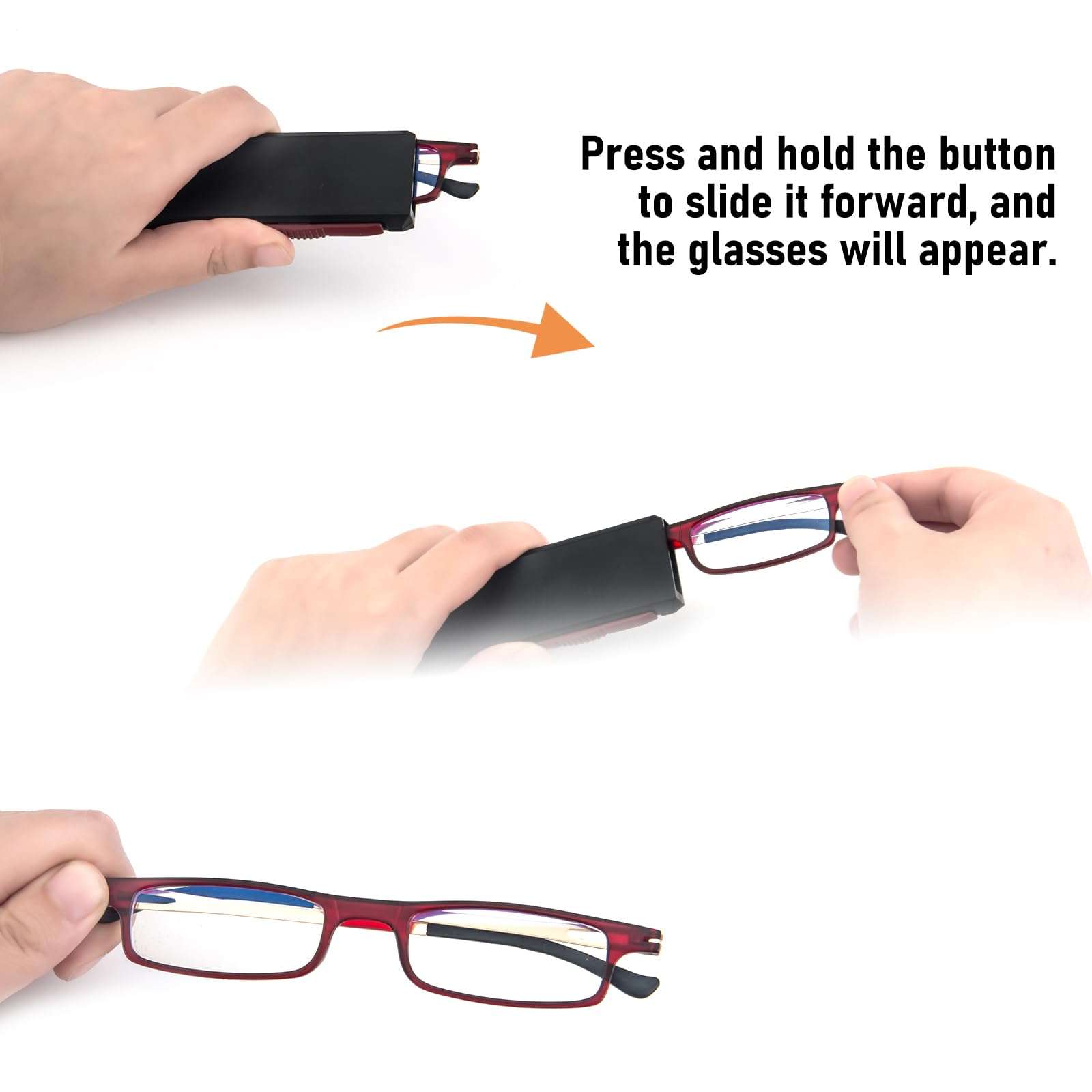 REAVEE Folding Reading Glasses for Men Women Ultra Thin Blue Light Blocking Anti UV/Eyestrain Computer TR90 Slim Foldable Portable Readers with Compact Flat Case, Red +3.0 3