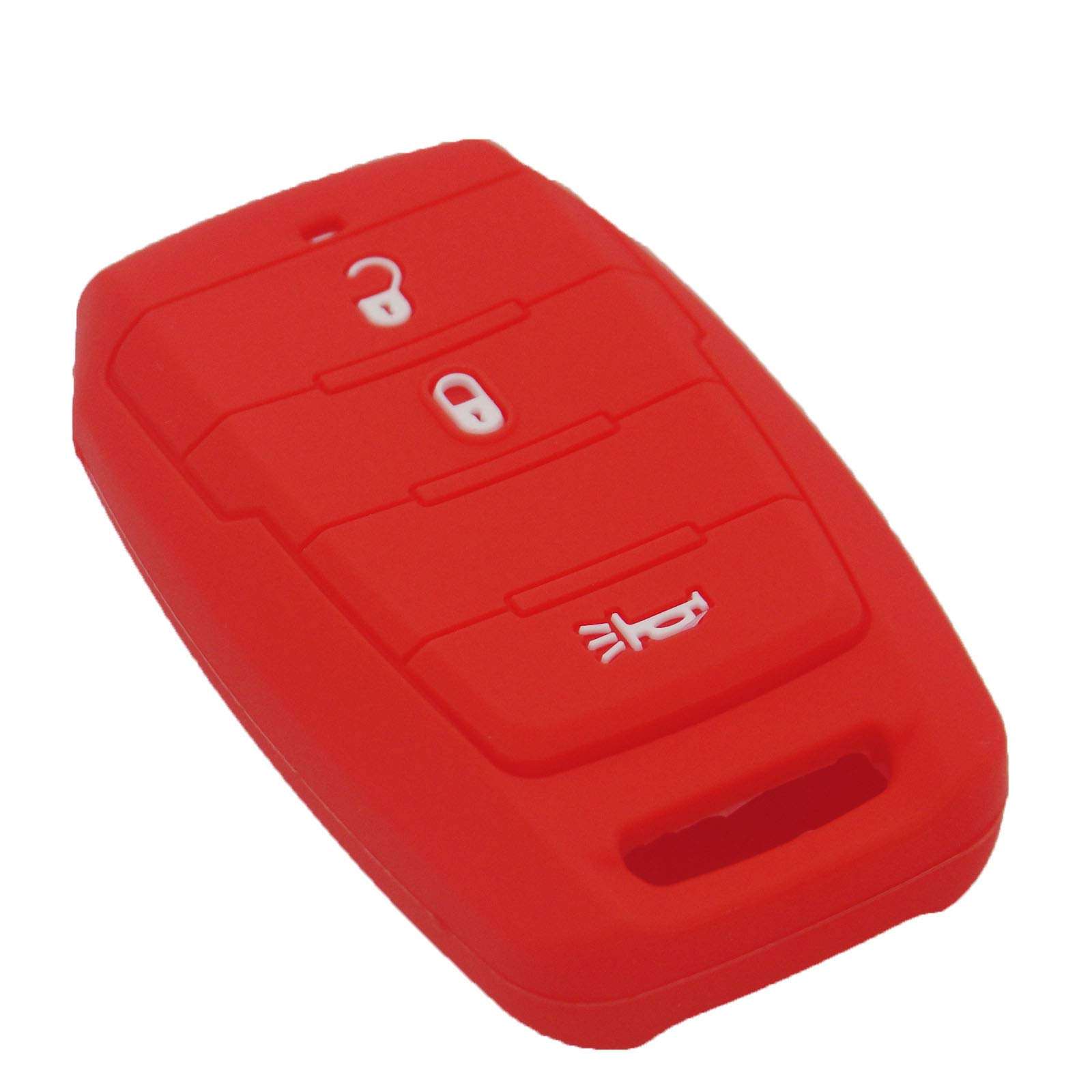 WEIBISS 2 Pack 3 Buttons Protective Rubber Smart Key Fob Shell Remote Cover Case Protector Wallet Keyless Jacket for 2019 2020 RAM 1500 OHT-4882056, Black Red 2