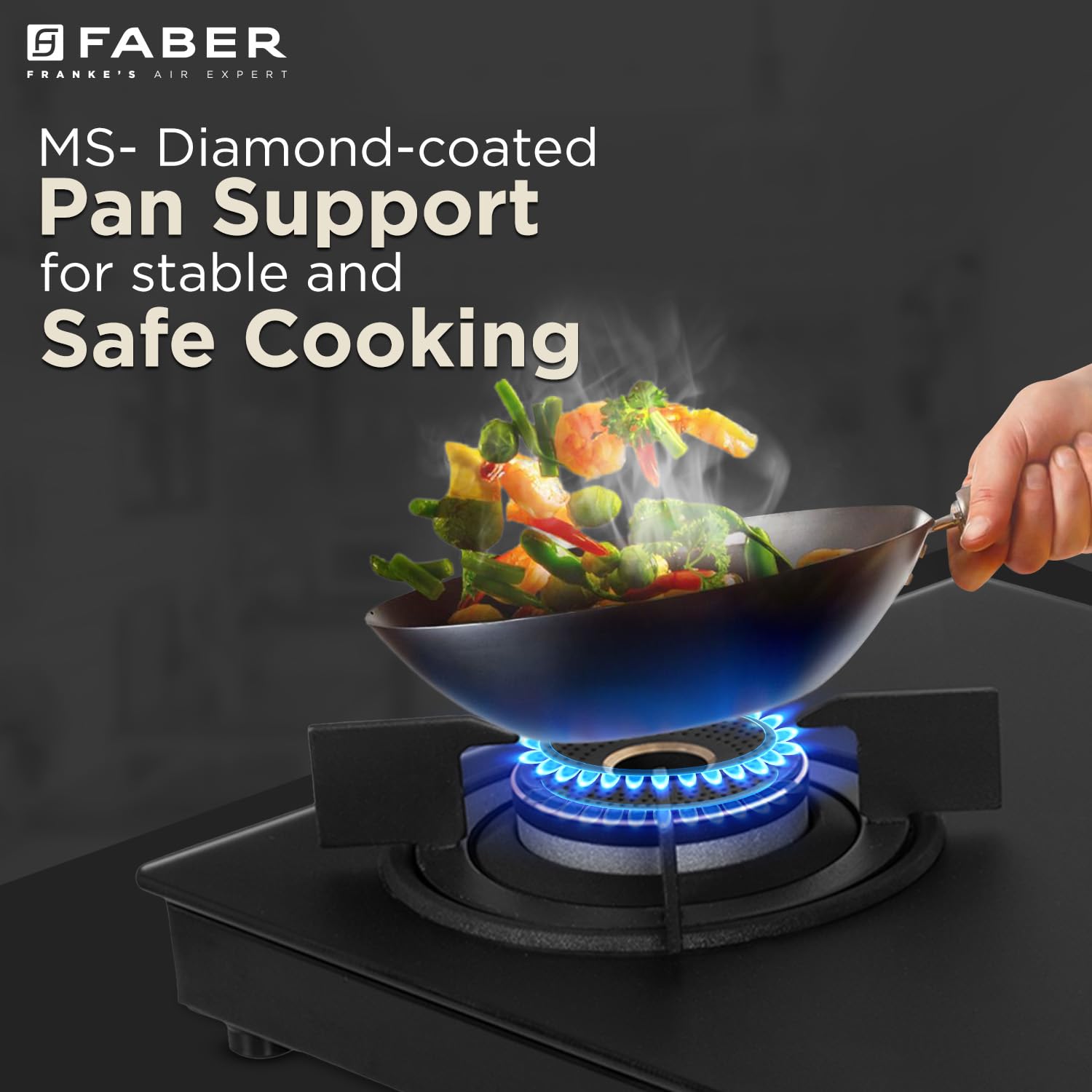 Faber Nebula Black Matt Finish Cooktop |4 Brass Burners - Jumbo, 2 Medium & Small | Manual Ignition| Heavy Pan Support with ABS Knobs| 5Yr Warranty on Glass & Burners by Faber|Cooktop Nebula4BB BK 4
