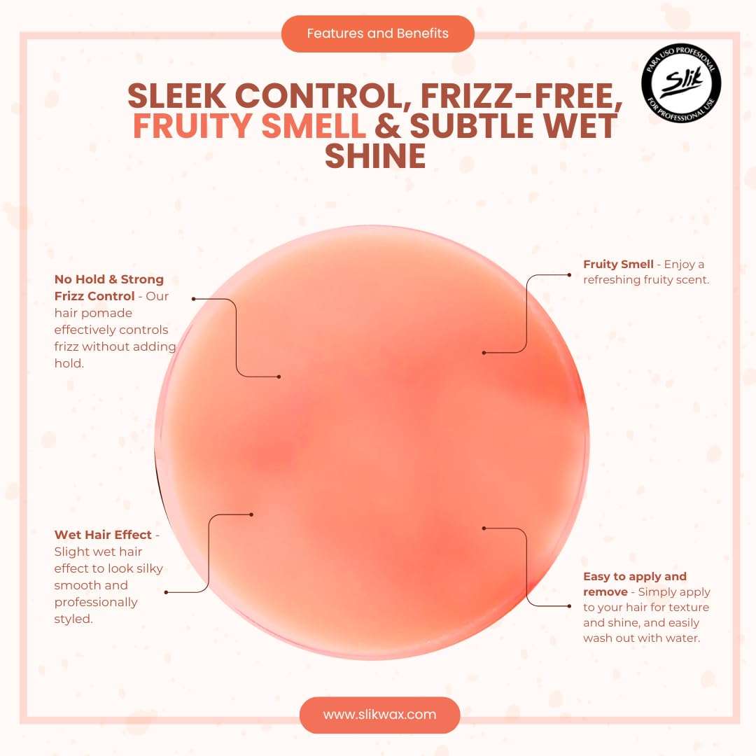 SLIK Hair Styling Pomade 100g / 3.5oz - Strong Frizz Control, Wet Hair Effect, Fruity Smell, Easy Wash Out for Men Women, Teens, and Kids 4