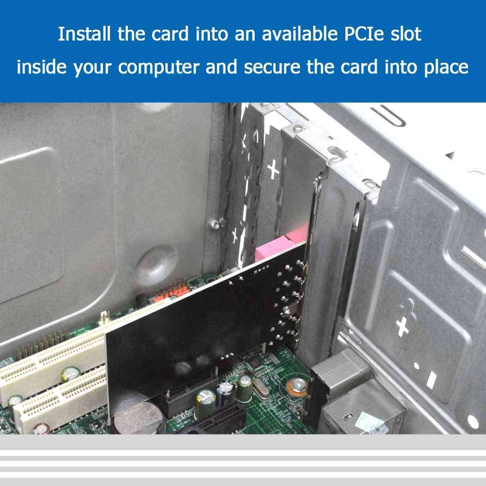 GODSHARK 5.1 Internal PCIe Sound Card for PC Windows 8 7 with Low Profile Bracket, 3D Stereo PCI-e Audio Card, CMI8738 Chip 32/64 Bit Sound Card PCI Express Adapter 4