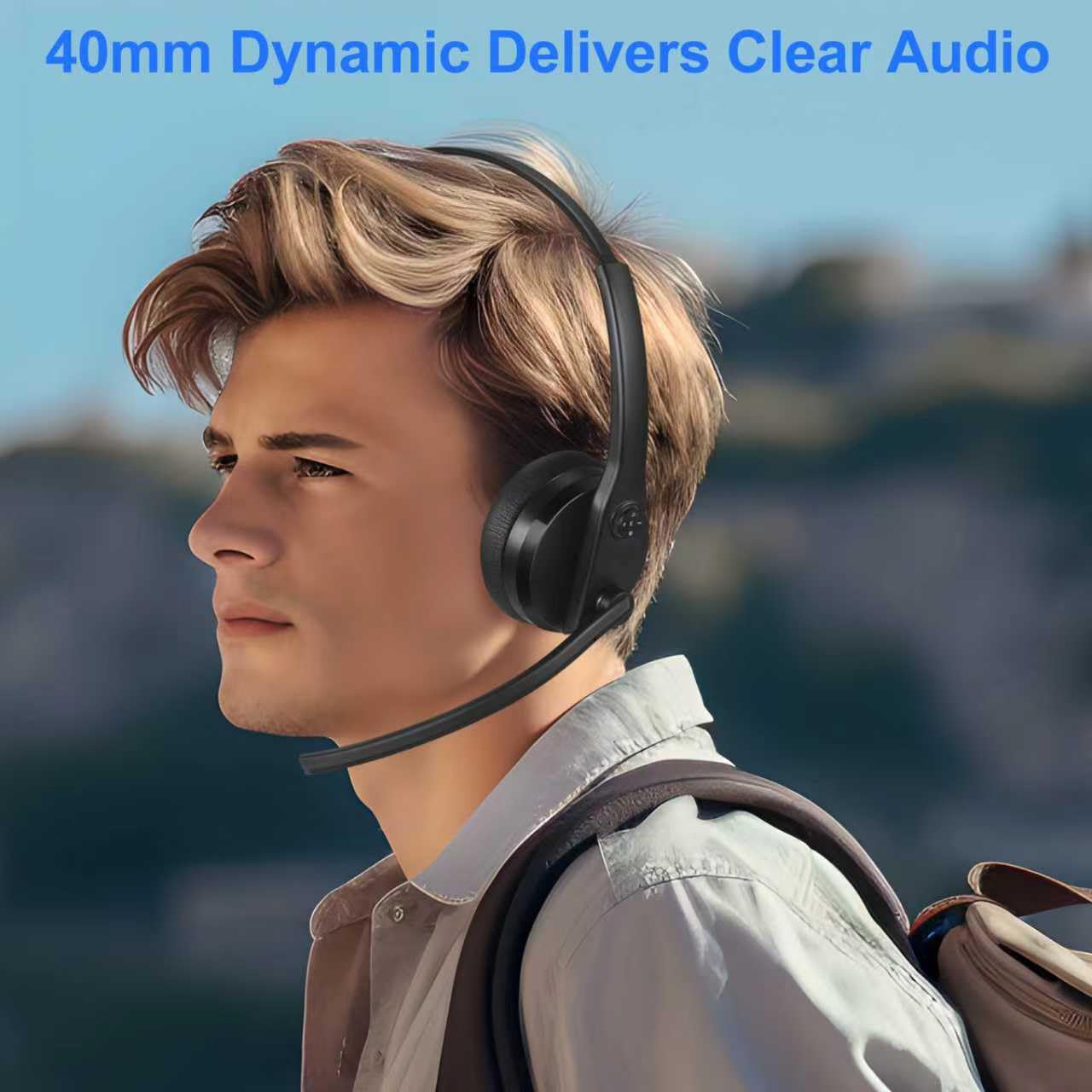 MOERTEK Bluetooth Headphone On Ear, Noise-canceling Headphone, Wireless Headphones with Microphone for Calls, Lightweight Comfortable Headset with Android and iOS Compatible 6