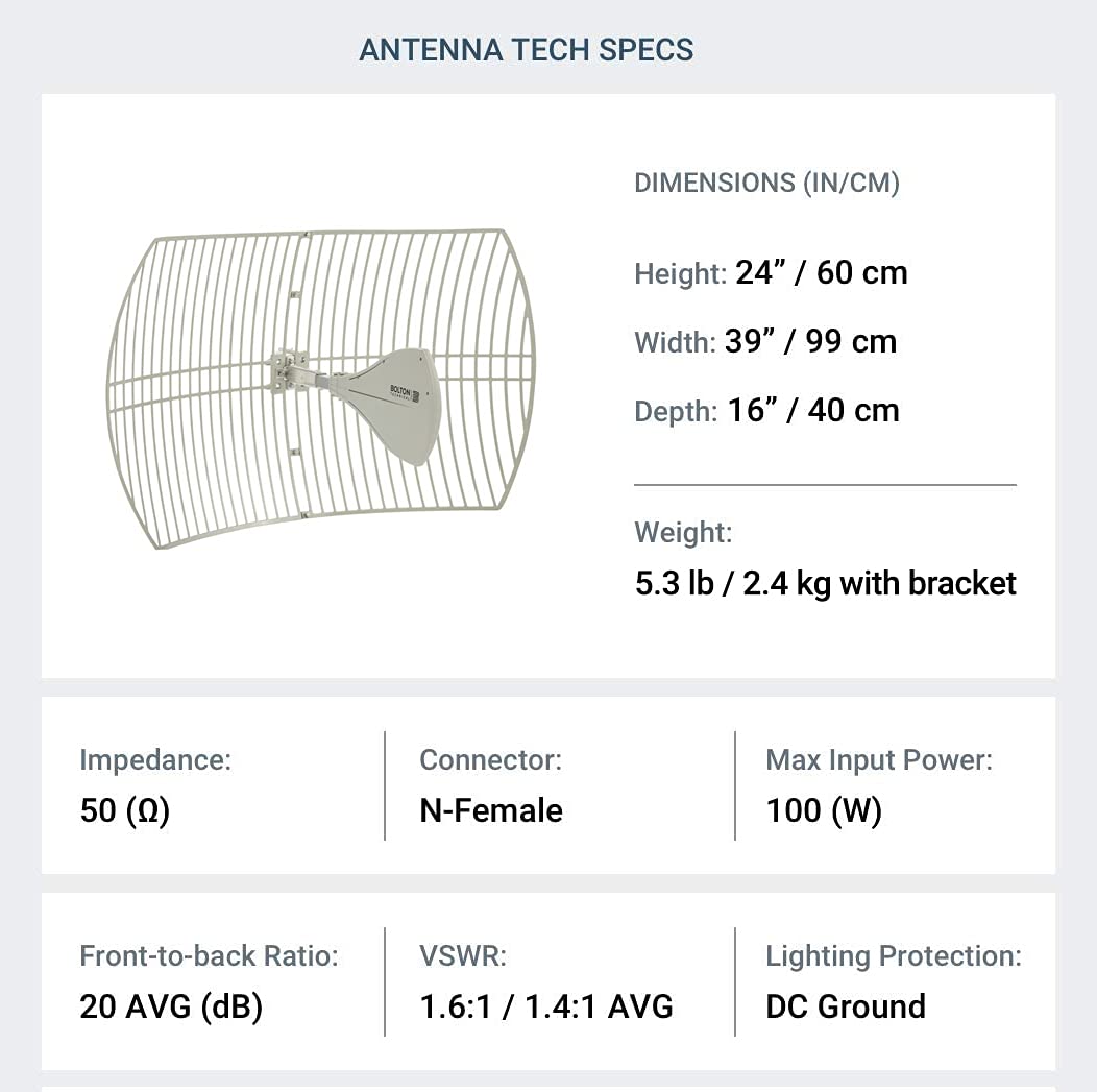 Long Range Cellular Antenna - up to 20 Miles Range | High gain Outdoor Cell Phone Booster Antenna +26db | All Cellular Bands LTE, 4G, 5G Ready, GSM | Works for All Carriers | Weatherproof | BT974822 4