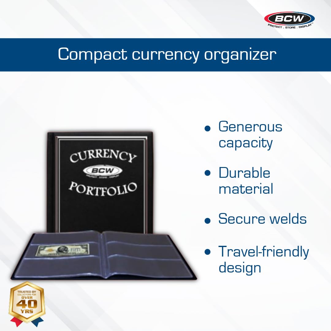 BCW Currency Portfolio - Compact Bill Organizer with 10 Sealed 3-Pocket Pages 2