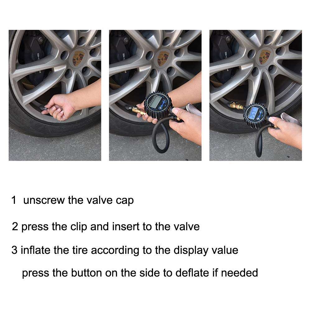 250 PSI Copper Digital Tire Inflator with Gauge Heavy Duty Rubber Hose Chuck for Air Compressor Accessories in High Resolution 6