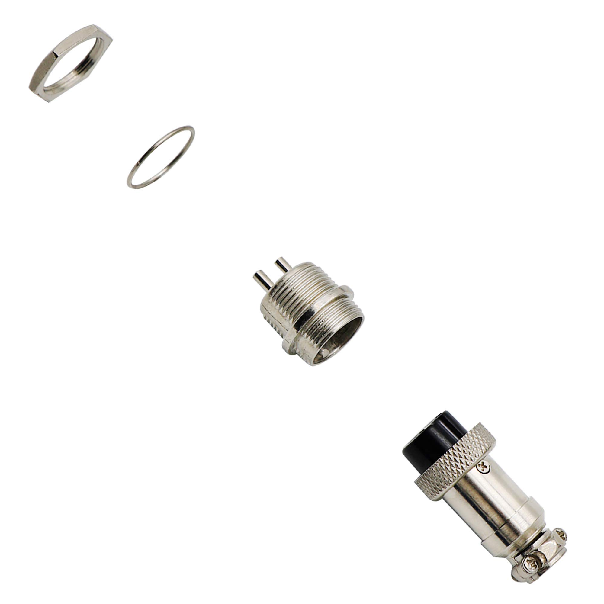 Aviation Connector, GX16 2 Pin/ 3 Pin/ 4 Pin/ 5 Pin 16mm Thread Male Female Panel Metal Aviation Wire Connector Plug Assortment Kit with Aviation Plugs Cap-60 Pcs 4
