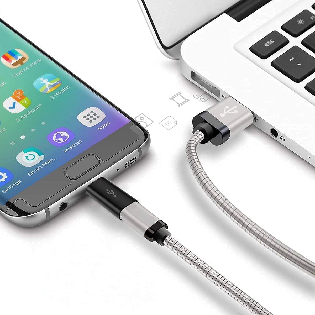 TEZINICX(2 Pack USB 3.1 Type C Female to Micro USB Type B 2.0 Male Data Sync Adapter and Without Cable Charging Connector for Smartphones and Tablet 4