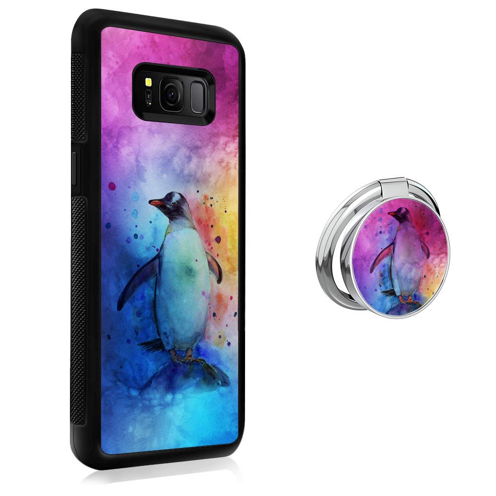 Samsung Galaxy S8 Plus Case Rugged Finger Ring Watercolor Penguins Ring Buckle Phone Case Anti Slip Finger Holder Ring for Samsung Galaxy S8 Plus 1
