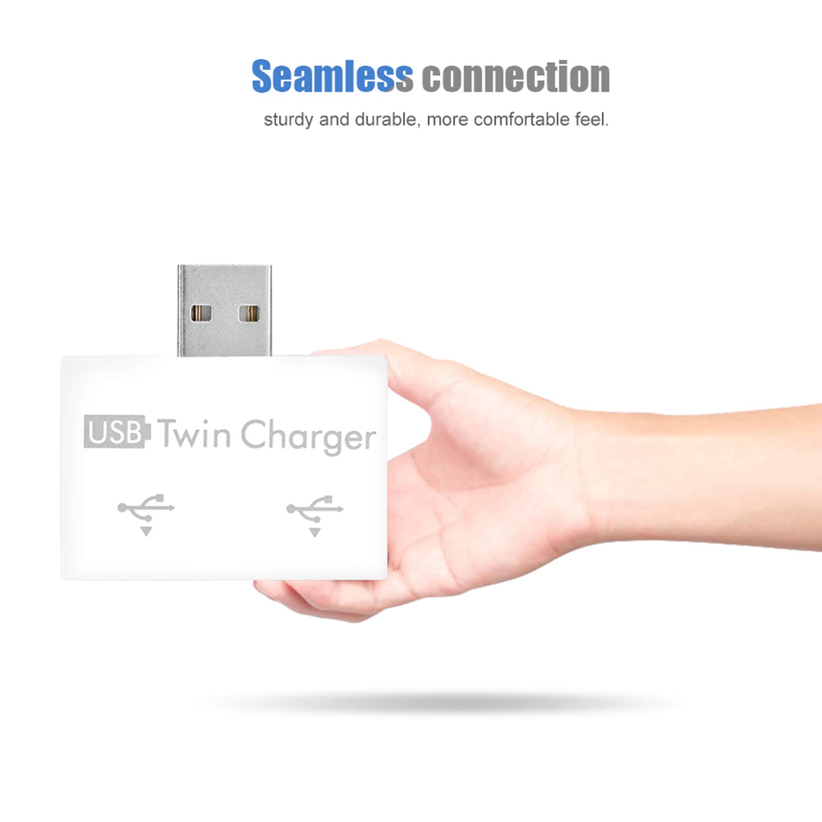 Mini USB Hub, 2 Port USB Twin Charger Splitter Adapter Kit, Suitable for Input and Output Voltage DC 5V, Aluminum Alloy + PC Small / Portable / Rugged / Durable Mini USB Hub for Charging(White) 6