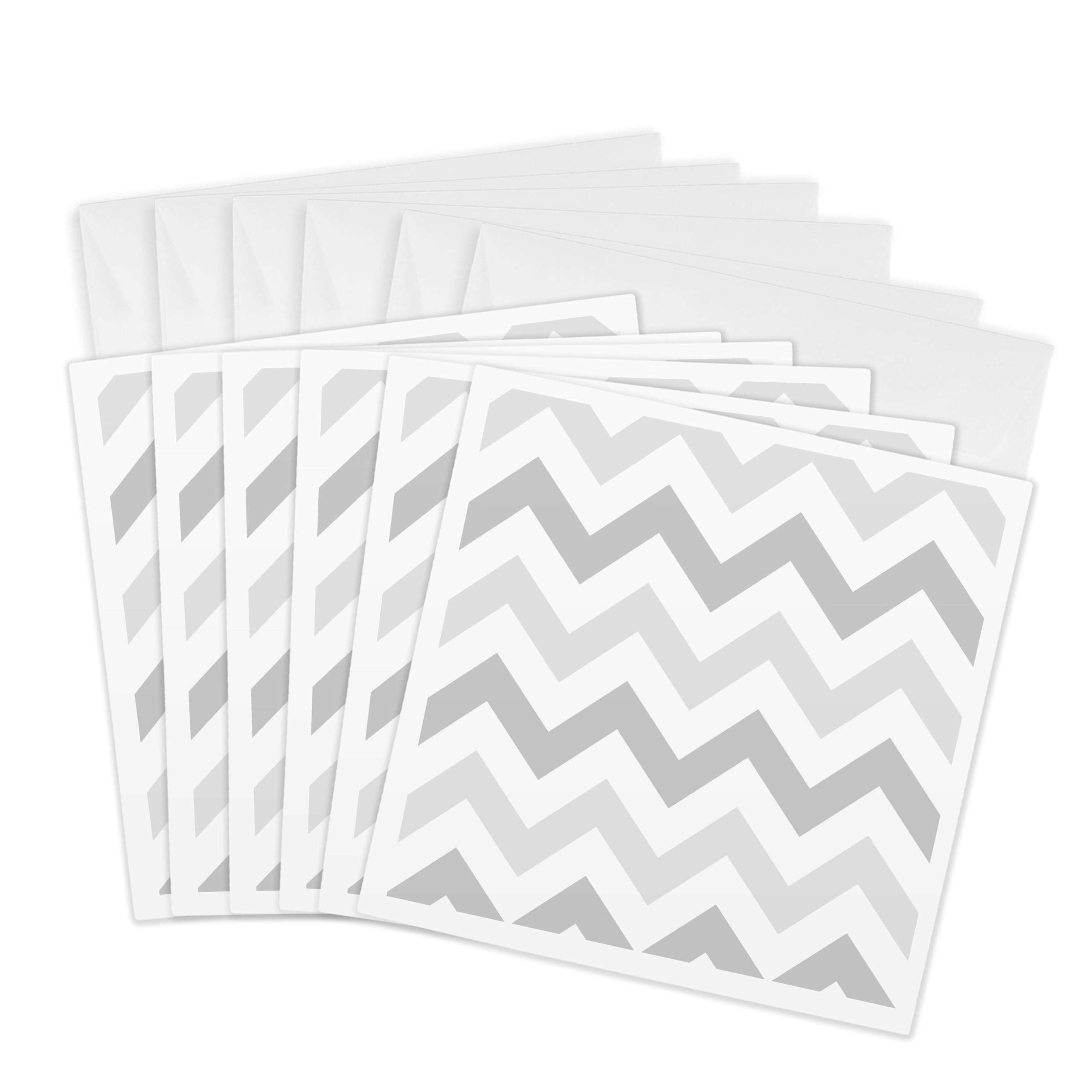 3dRose Light shades of Grey Chevron zig zag pattern - pastel gray zigzags - Greeting Cards, 6 x 6 inches, set of 6 (gc_179805_1) 1