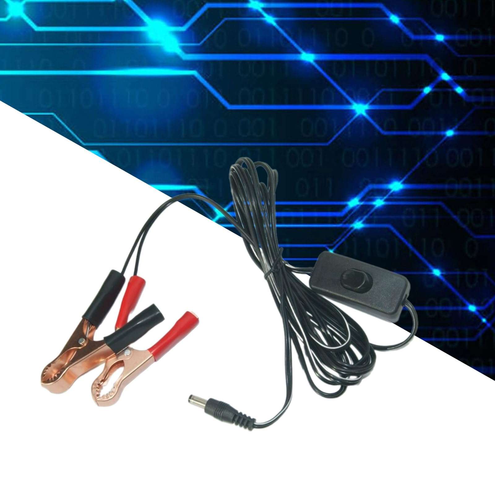 Durability Double Clip to 5.5x2.1mm Male Plugs Connector Power Cable for 1V-36V Electronic Deivce 118.11inch 6