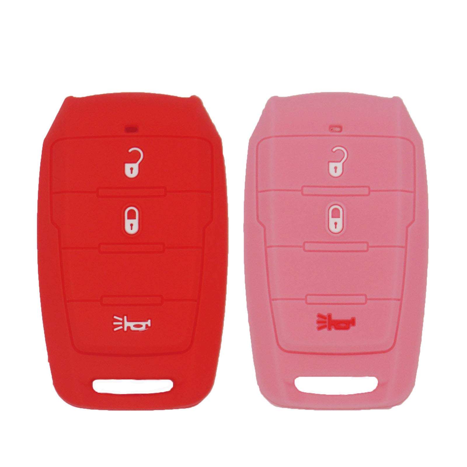 WEIBISS 2 Pack 3 Buttons Protective Rubber Smart Key Fob Shell Remote Cover Case Protector Wallet Keyless Jacket for 2019 2020 RAM 1500 OHT-4882056, Black Red 1