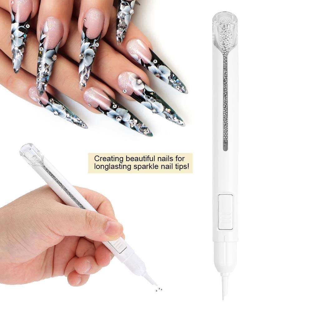 Beads Nail Pen, Dotting Pen for Nails Bullion Pen Painting Drawing Pen DIY Manicure Decorations for Women Beauty Salon(Silver) 3