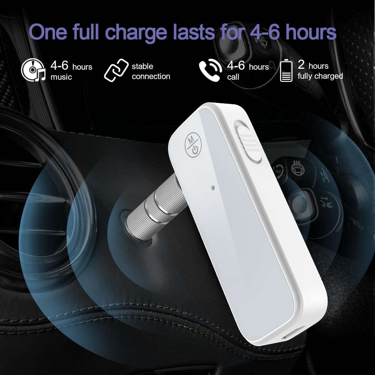 OQIMAX AUX Bluetooth Adapter, 2-in-1 Transmitter Receiver for Hands-Free Calls, Noise Cancelling, Bluetooth 5.0, Compatible With Car Stereos, Home Systems, and Headphones, Easy Connect 3