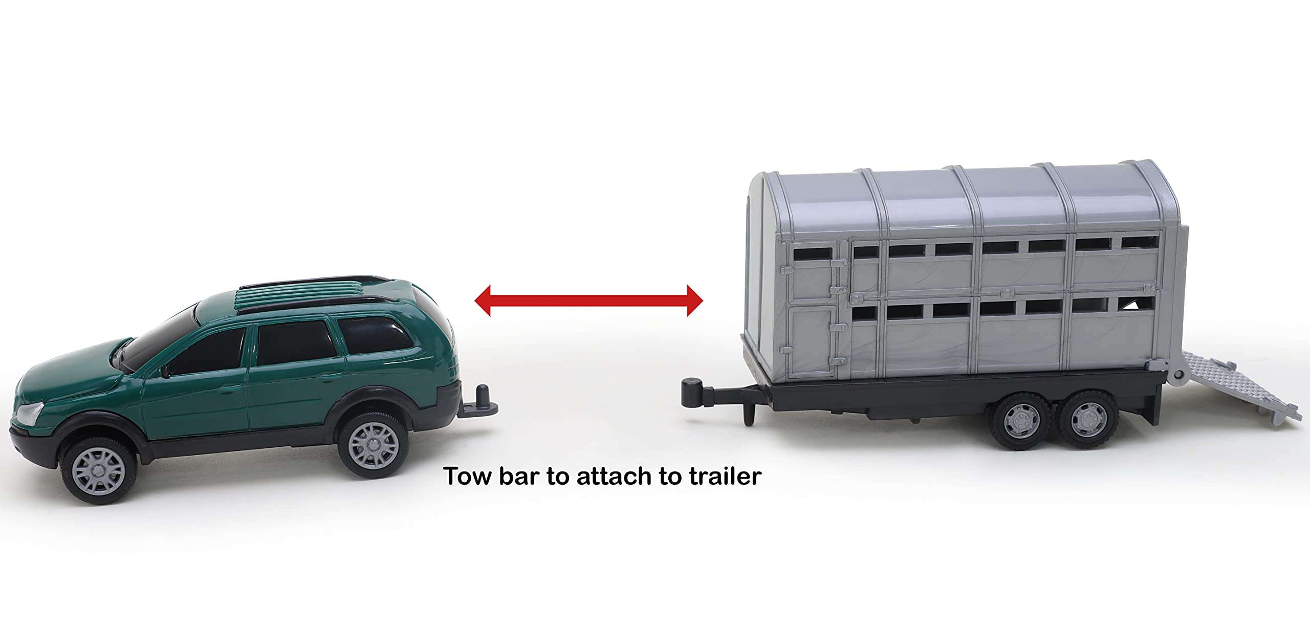 Banaghans Diecast Metal 4x4 Car and Livestock Trailer Set 1:32 Scale (Green) 3