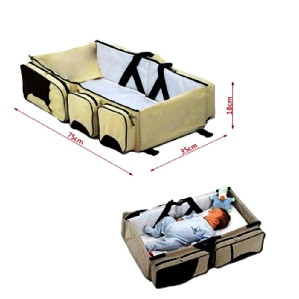 CONNECTWIDE® Baby Bed Special Bed & Bag Comes with Many compartments which Save The Space Very Useful for Travel (Grey) 4