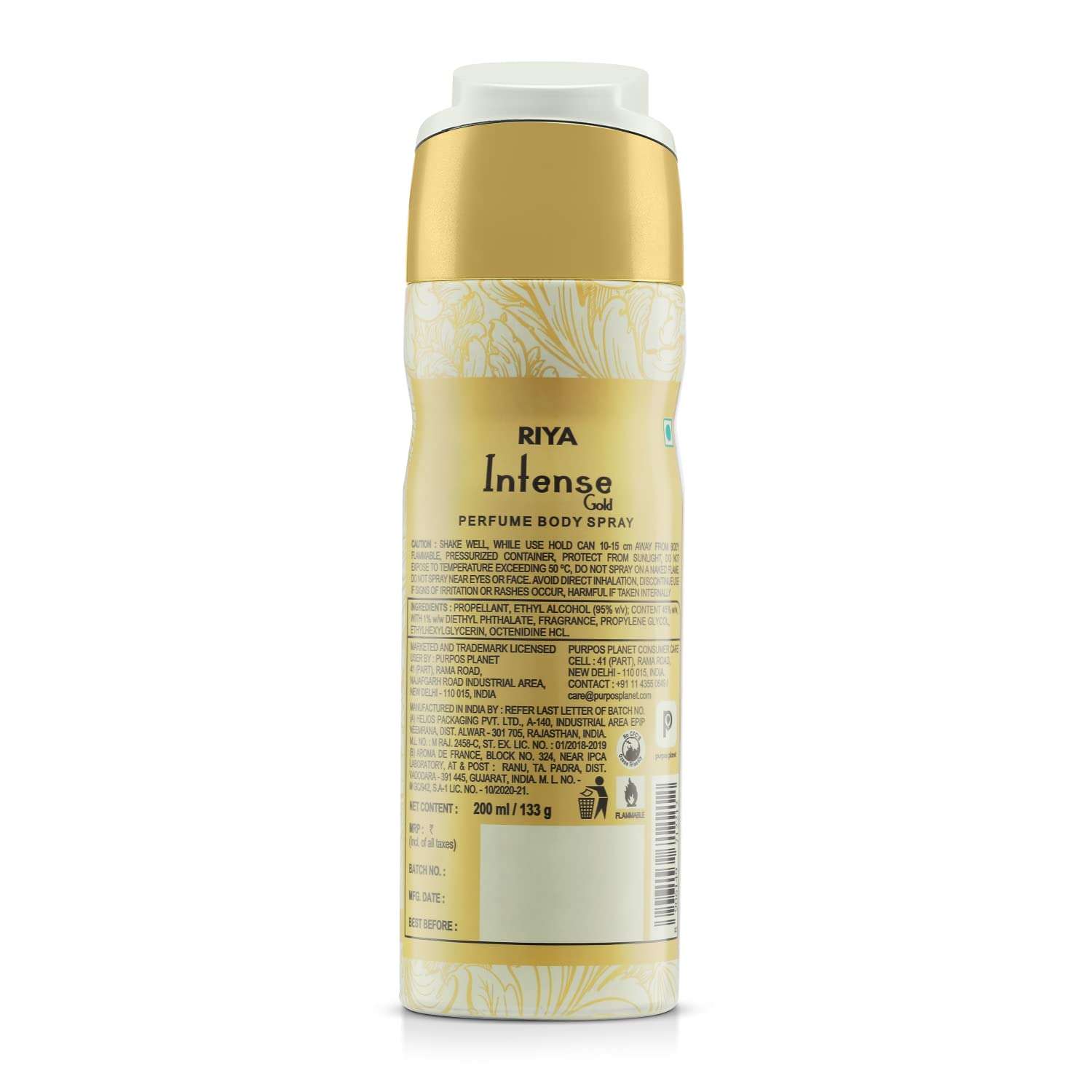 Riya Intense Gold Body Spray Deodorant For Unisex Pack Of 3 200 Ml Each 5