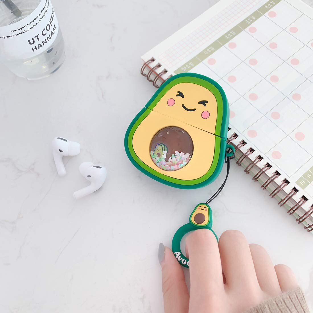 Cute Airpods Pro Case, Airpods Pro Case, Funny 3D Cartoon Fruit Avocado Case, Soft Silicone Full Protection Shockproof Charging Case Cover with Airpods Pro case for Kids Girls Lady Women (Avocado) 2