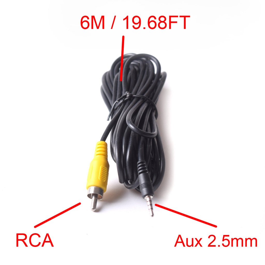 EKYLIN 20FT GPS DVR Mirror Dash Cam Backup Camera Video Extension Cable, 4-Pole 2.5mm Aux AV-in Jack to RCA Phono Adapter Converter 3