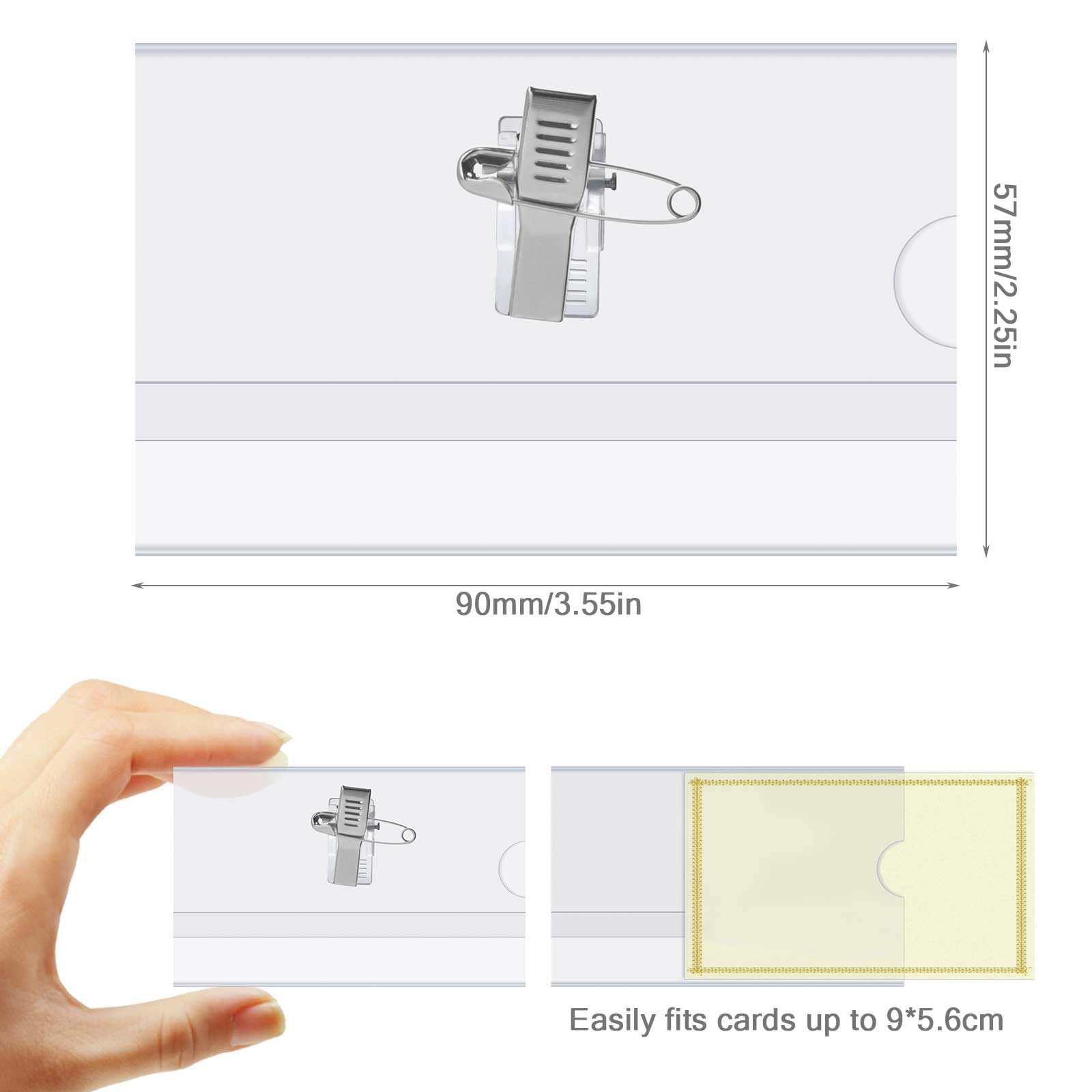 100 PCS Name Badges, Name Badges with Crocodile Clip and Safety Pin, Clear Holders Name Tags with Pins Horizontal ID Card Holder idea for School, Colleges, Offices, Corporate Event 3