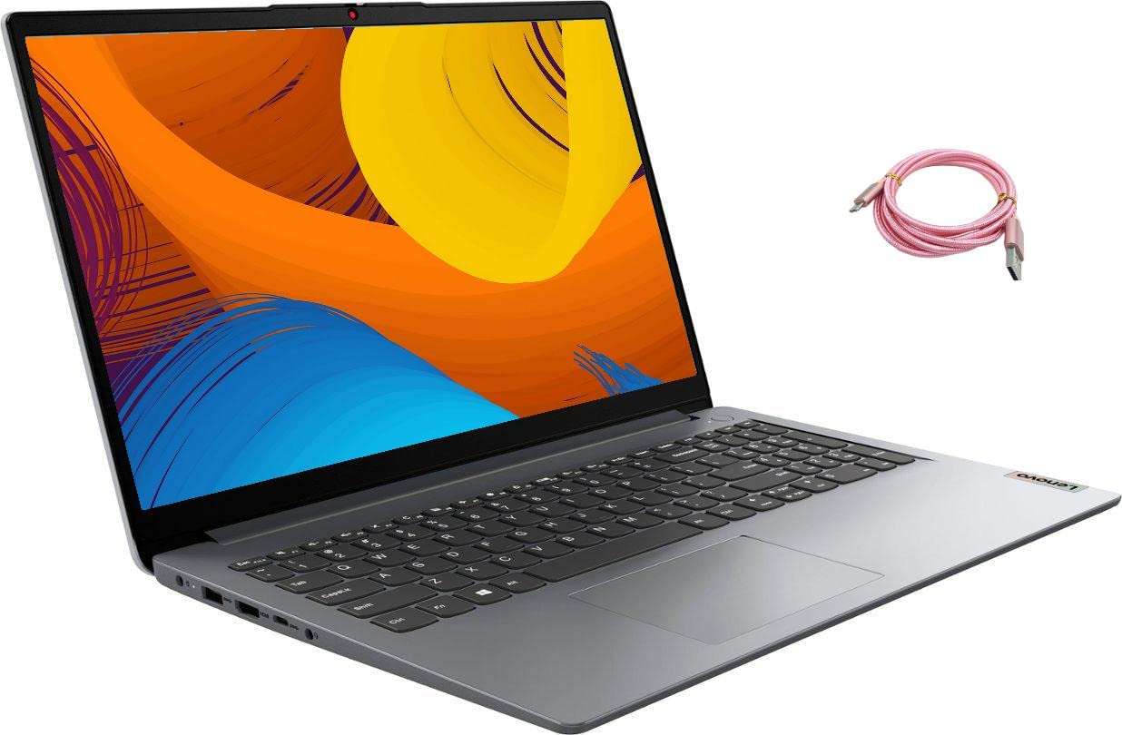 Lenovo Newest Ideapad 15.6" Laptop, 15.6 inch HD IPS Display Laptop, AMD Dual-core Processor, 8GB DDR4 RAM, 512GB PCIe SSD, WiFi 6, Windows 11 Home in S Mode, Cloud Grey, w/Saz USB Cable 2