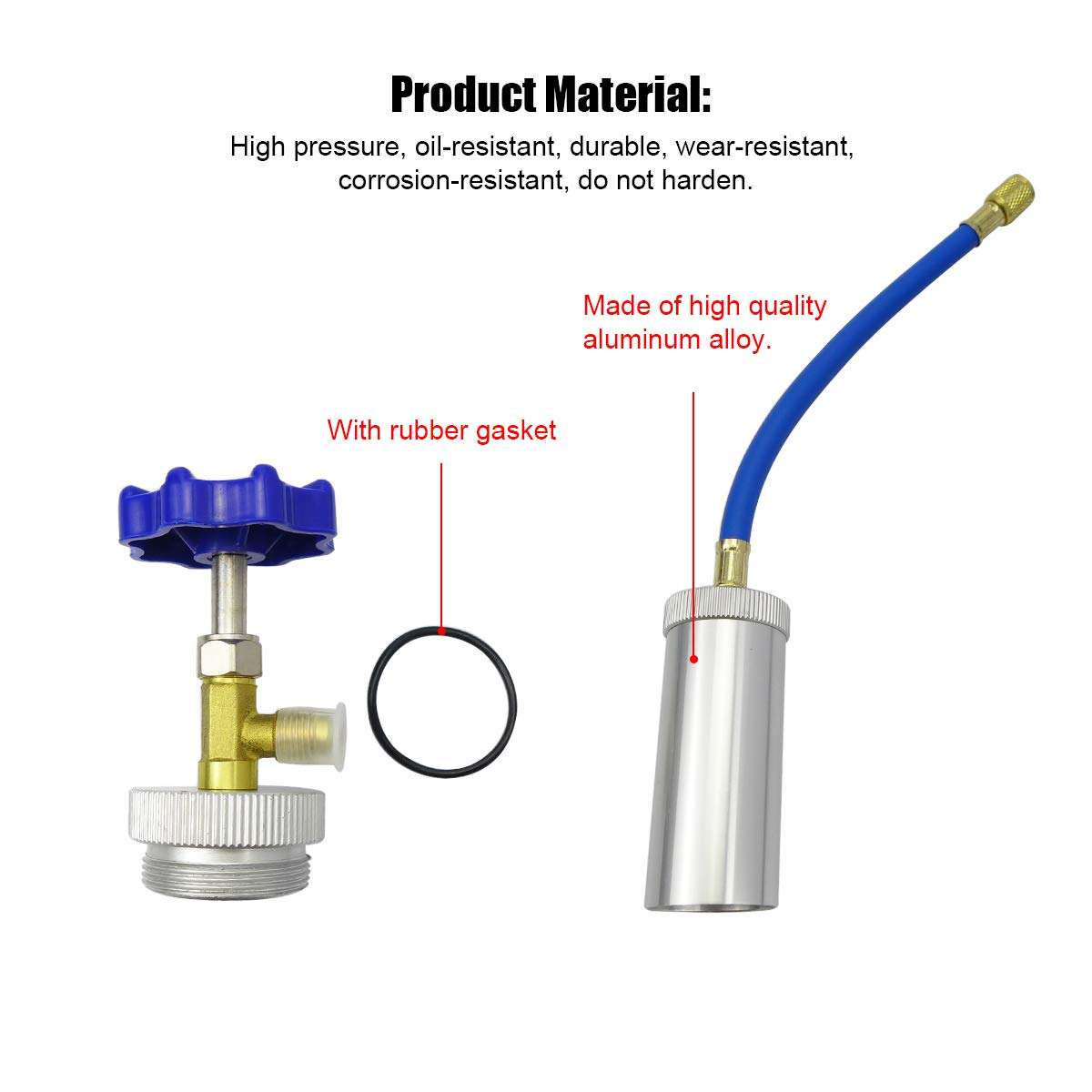 R12 AC Oil Dye Injector, R134A R12 2oz A/C Air Conditioning Injection Tool, Quick Coupler Refrigerant Oil and Dye Injector Tool, Female 1/4" SAE x Male 1/4" SAE Knob Type 4