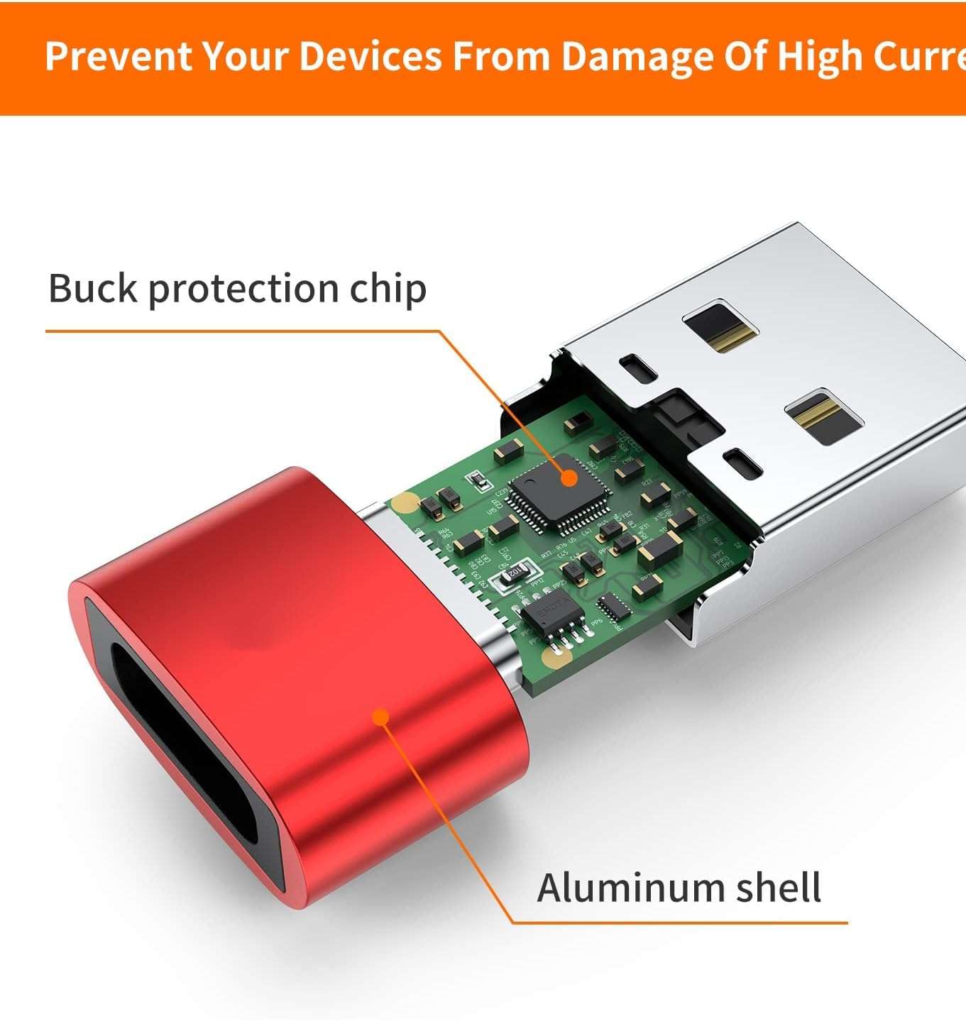 Etzin USB 3.1 Type C USB C Female to USB Male Adapter USB-C Female to USB Male, USB Type C Female to USB OTG Adapter Data Transfer Adapt etc. (Pack-of-4, Red) 6