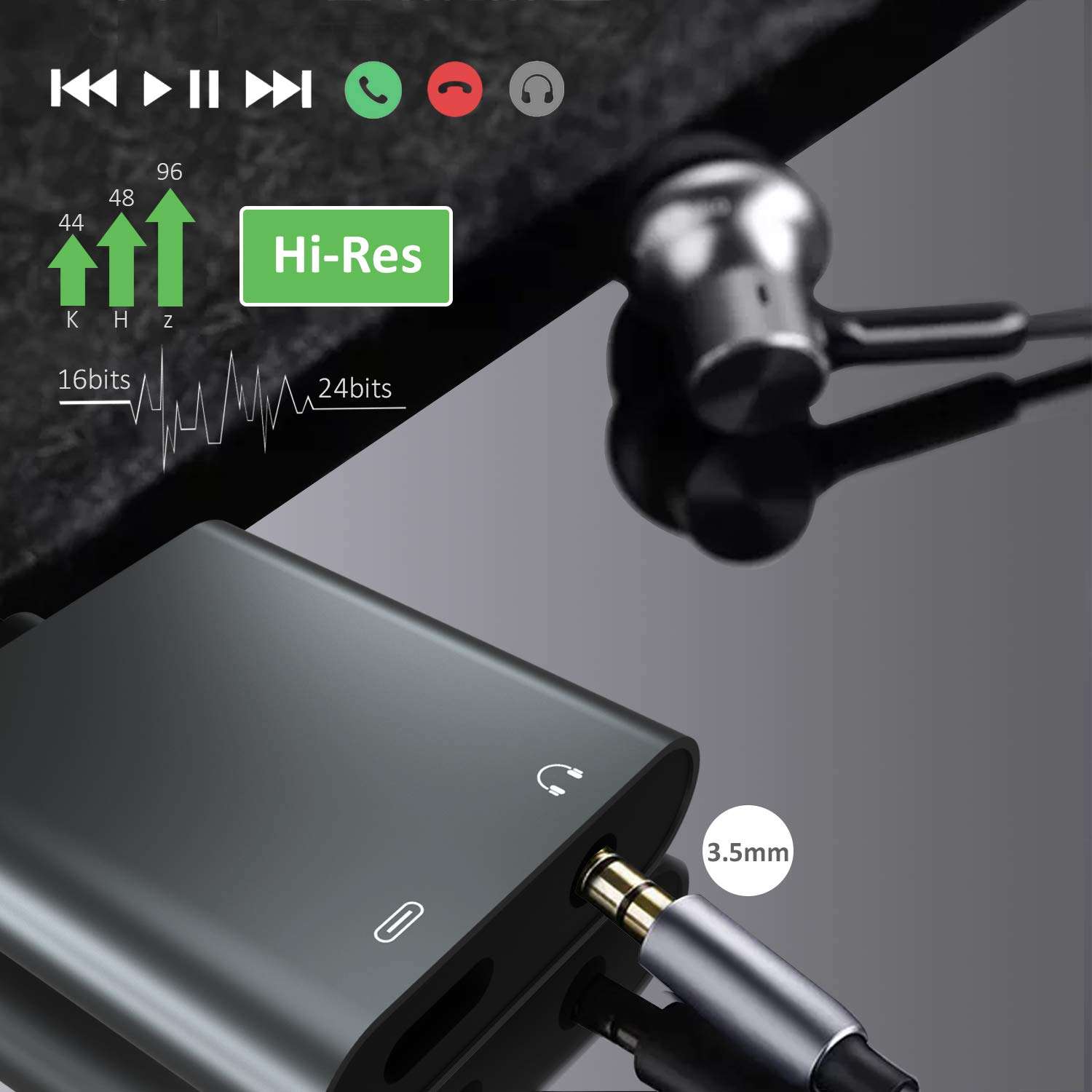 XIIVIO Pixel 2 Audio and Charger Adapter, 2 in 1 USB-C to 3.5mm Aux Headphone Jack Cable and Type USB C Fast Charging Cord[Support Phone Call+Volume Control] for Google Pixel 2/XL/HTC/Essential Ph-1 2