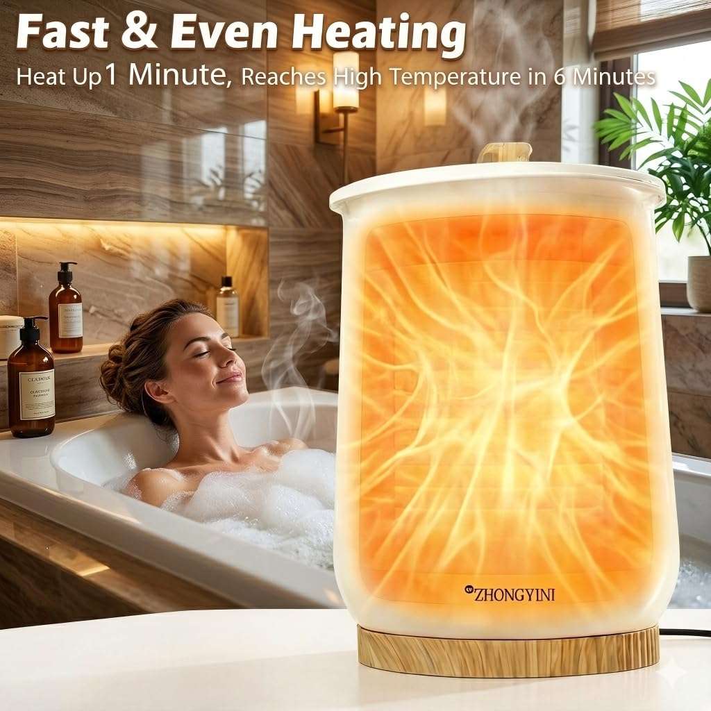 CNZHONGYINI Luxury Towel Warmer Bucket, Large Towel Warmers for Bathroom,Auto Shut Off, Fits Up to Two 40"X70" Oversized Towels, Bathrobes, Blankets, PJ's and More 4