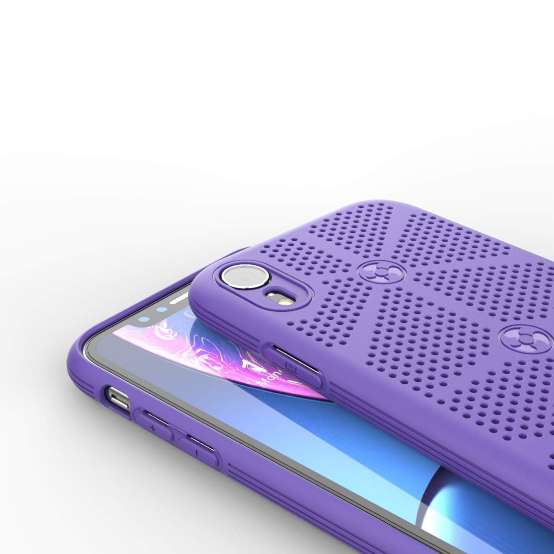 Rehty Cooling Phone Case Compatible with iPhone XR Case, TPU Phone Case Protective Cover Compatible with iPhone XR 6.1 Inch (2018)- Breathable/Heat Dissipation Case Purple 2