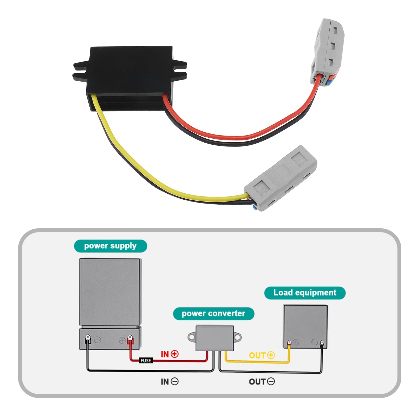 Be In Your Mind IP67 Waterproof DC-DC DC Power Converter Direct Current Converter with Quick Connector Cable Connector 12V to 5V, 24V to 5V, 5A 25W for Cars Electrical Devices 3