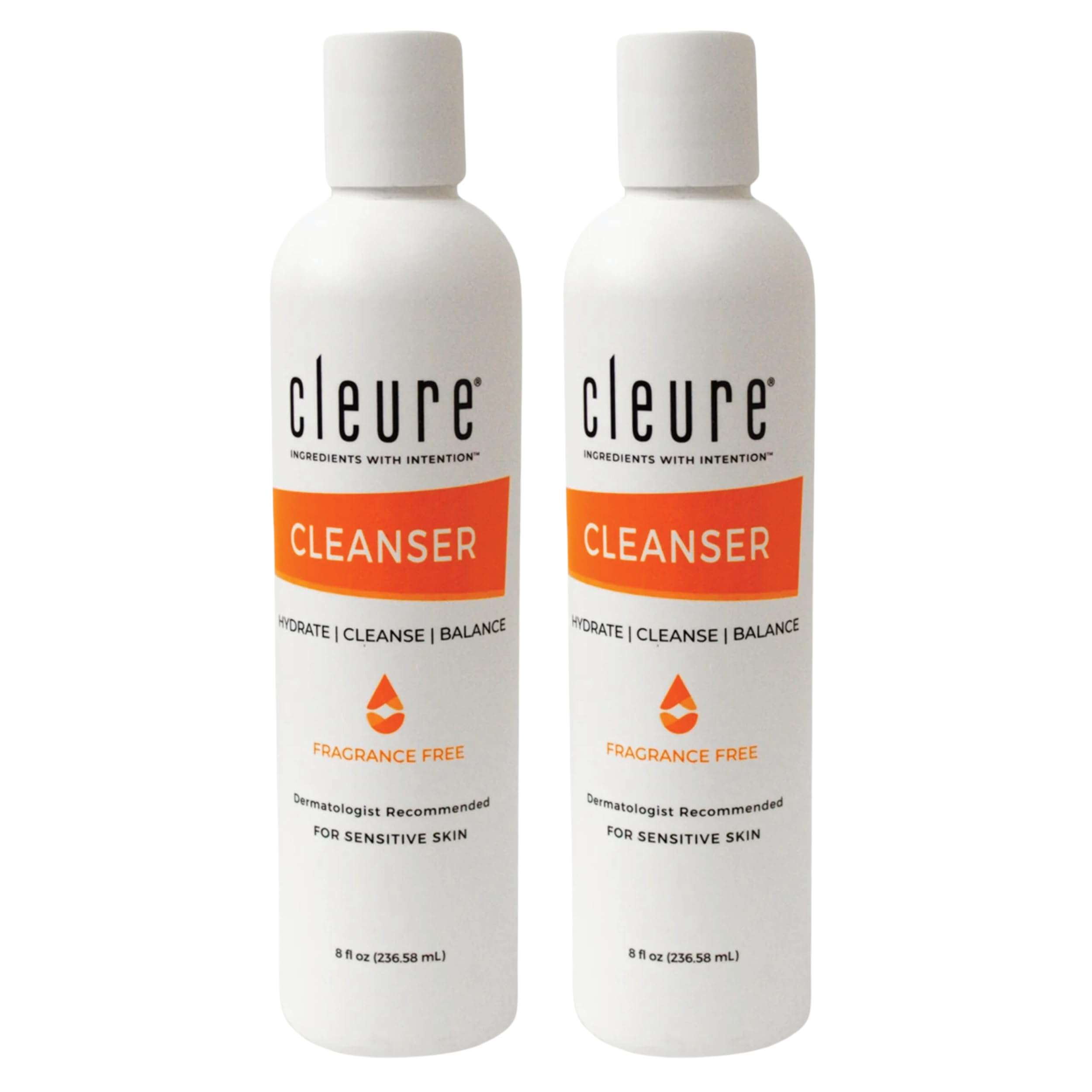 Cleure Lotion Cleanser for Dry Sensitive Skin, Free of Fragrance, Gluten, Paraben, Salicylate and Non Comedogenic (8 oz, 2 Pack) 1