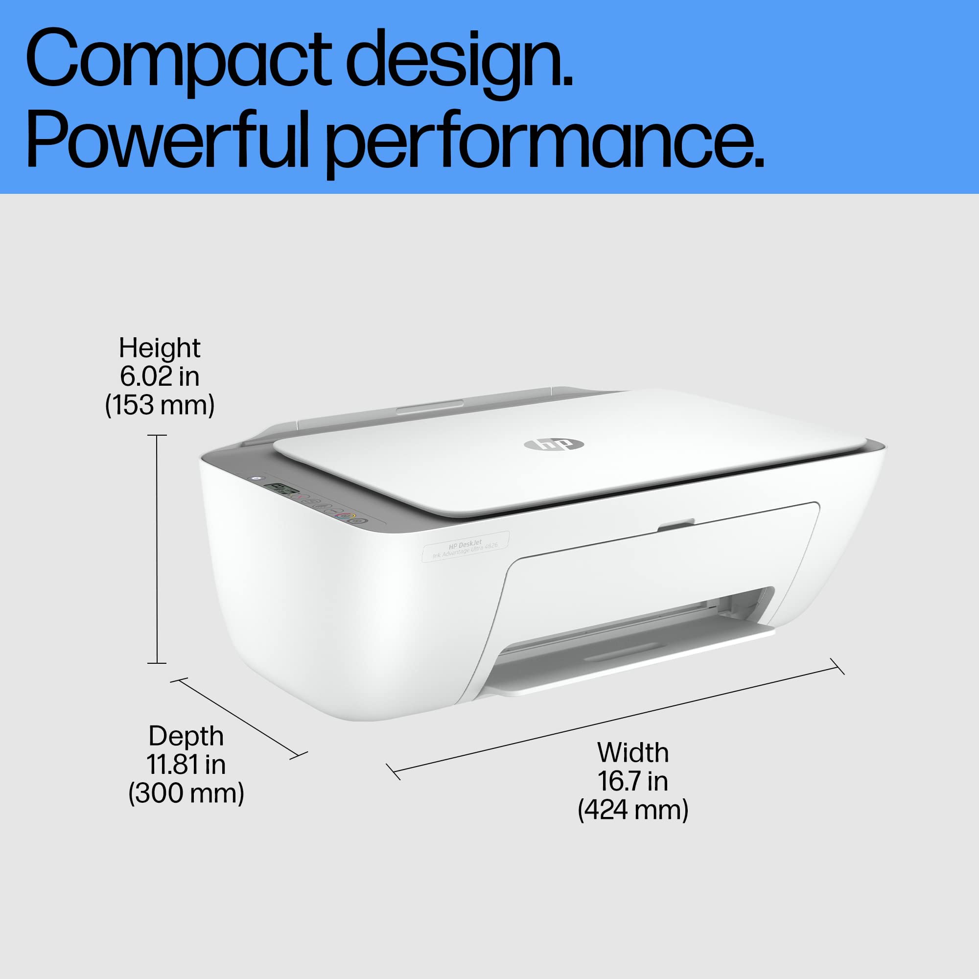 HP Ink Advantage Ultra 4826 Print, Copy, Scan, Self Reset Dual Band WiFi, 2 Sets of Inbox Cartridges, Smart App Setup. Print per Page (44p for B/W and 81p for Colour), Ideal for Home 2
