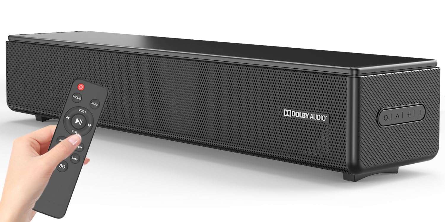 2.0 CH Dolby Digital Sound Bar - Bluetooth Home Theater Speaker with HDMI ARC, Optical, Aux for Smart TV, Gaming, PC & Projector, Compact Speaker Bar with 3D Surround Sound Home Theater Soundbar 1