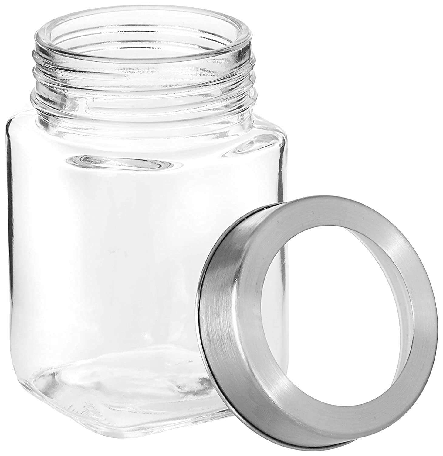 Zinble09 Kitchen Storage Cube Glass Jars,Airtight Glass Canister with Silicone Buckle Lid, Perfect for Kitchen Canning Cereal, Pasta, Sugar, Beans and More ( 300ML Pack of 3 ) 3