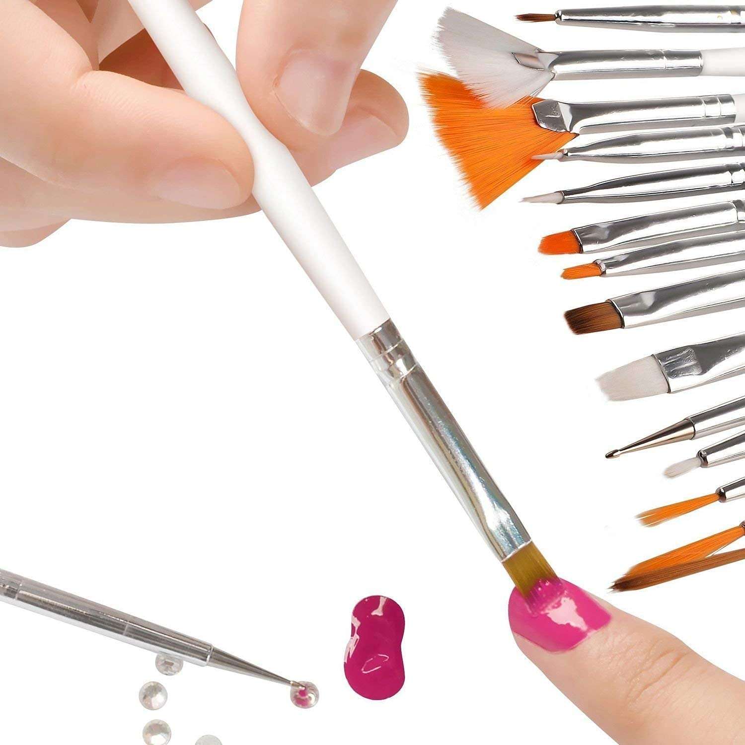 ZemGlam 0 Pcs Nail Art Brushes, Nail Art Design Painting and Drawing UV Polish Brush Tool Kit,Dotting Tool, Acrylic Nail Art Design Painting Tool Pen Polish Nail Brush Set (Set of 20) 6