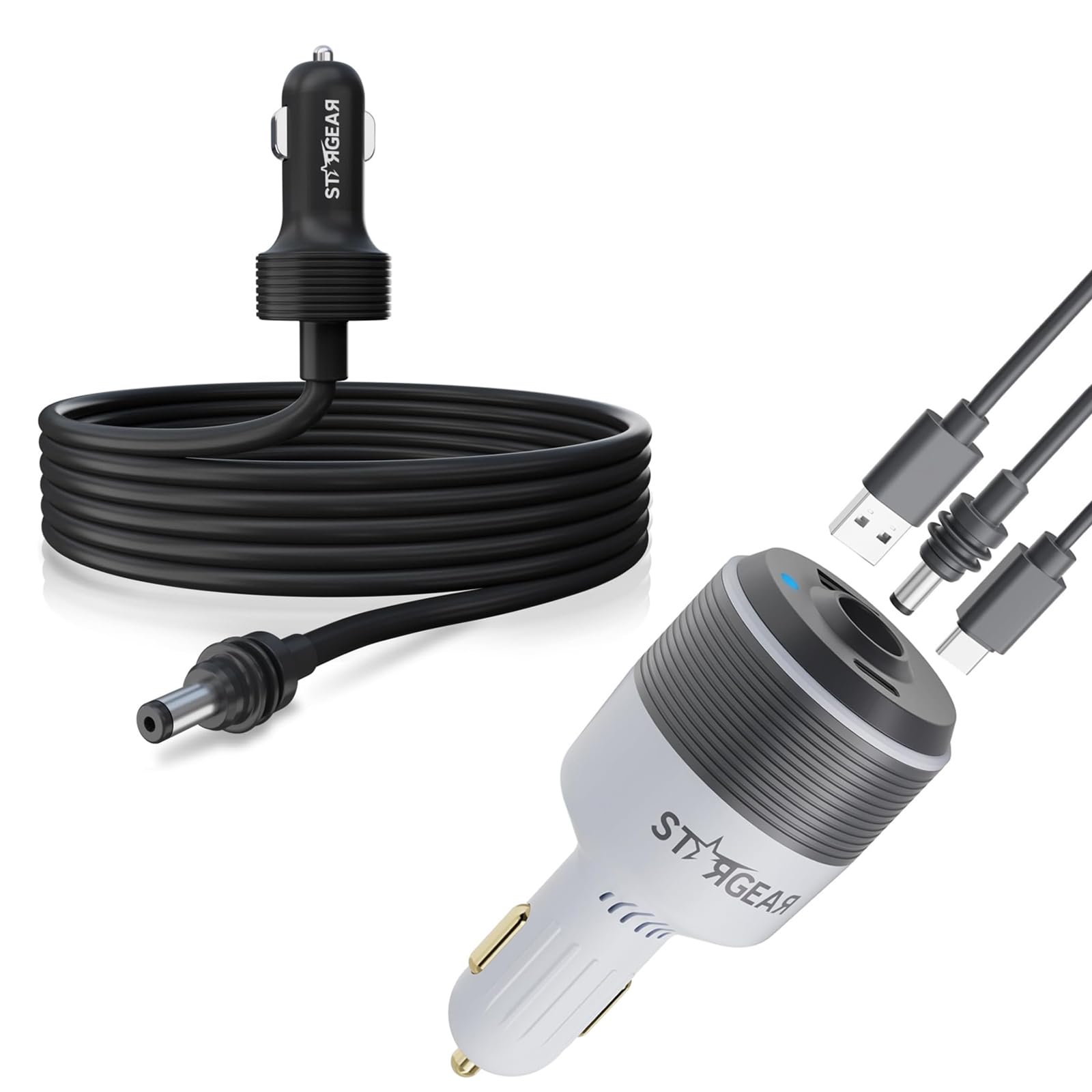 Starlink Mini 3-in-1 Car Charger, 12V to 24V DC Step Up Converter with Dual USB Ports,Starlink Mini Cable 12V Power Cable 3M/10FT, 16AWG Cigarette Lighter to DC Cord 1