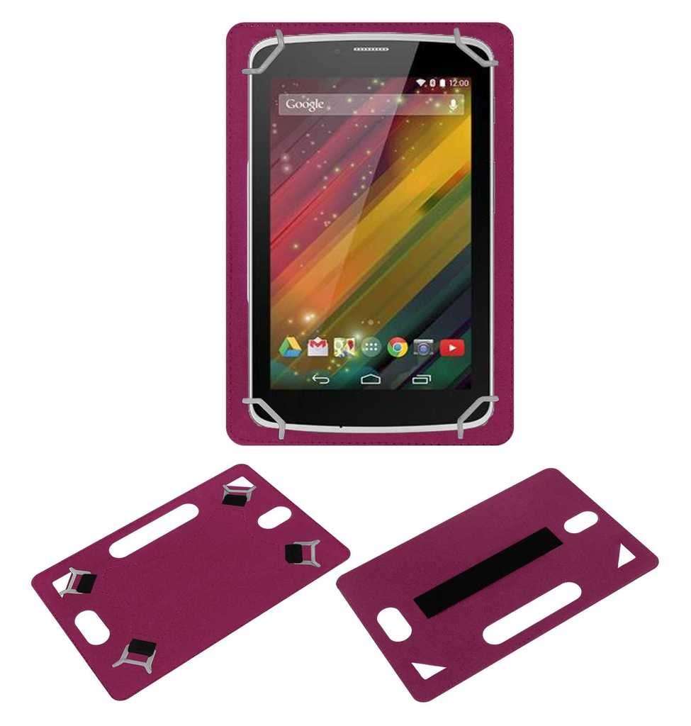 Acm Leather Back Hand Case Compatible with Hp Voicetab 7 Tablet Cover Pink 1
