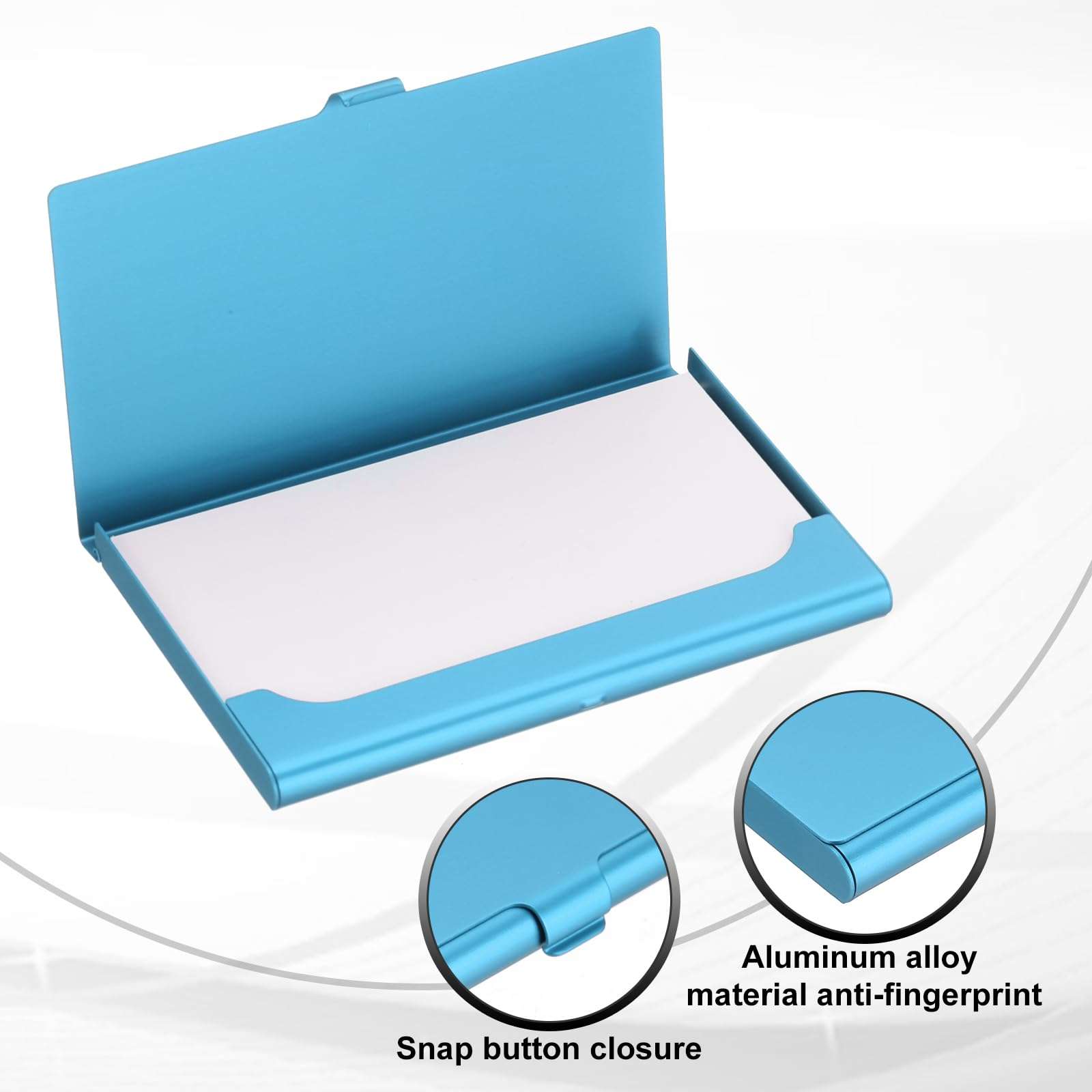 PATIKIL Business Card Holder, 5Pcs Aluminum Metal Card Case Professional Pocket Card Holder for Name Card Credit Card, Blue 4