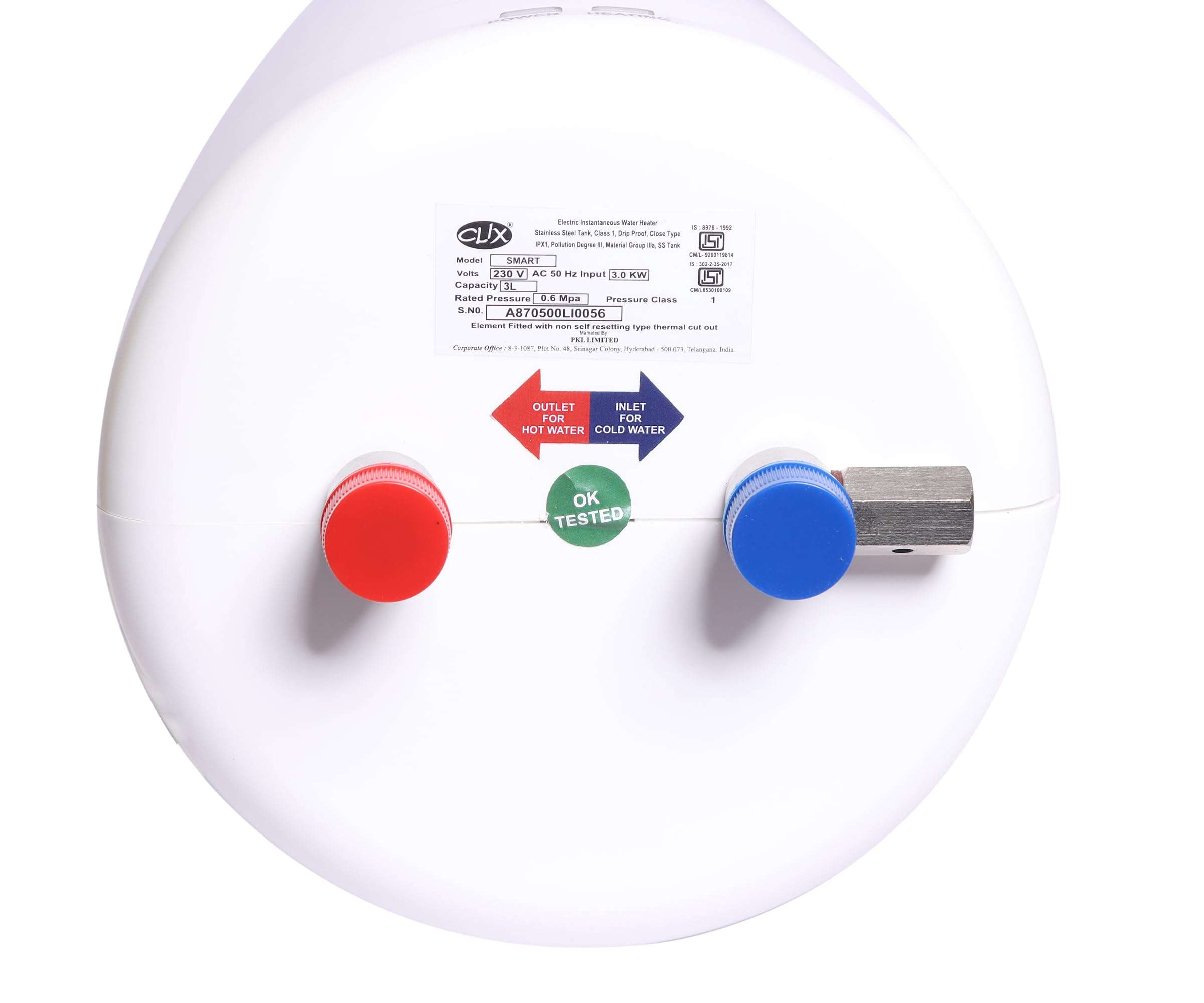 Clix Smart 3L Instant Water Heater Compact,Fast-Heating & Energy Efficient 5