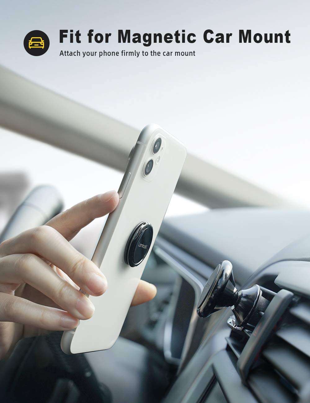 Cell Phone Finger Ring Holder - Lamicall Phone Kickstand, Metal Grip Stand for Hand Compatible with iPhone 11 Pro XS Max XR X 8 7 6 6s Plus 5s SE, Galaxy S10 S8 S9 - Small Version 6