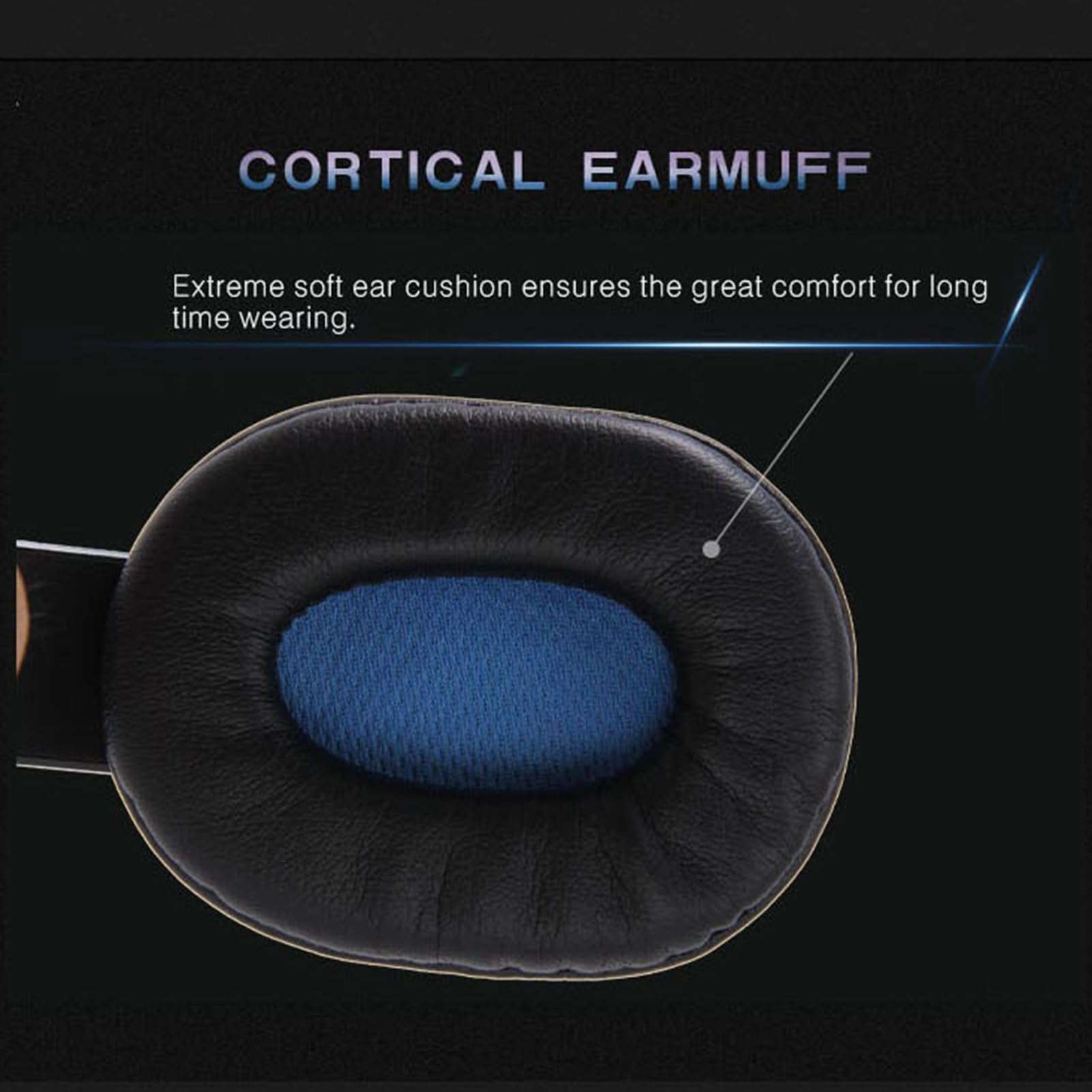 Wisoqu SY755MV Luminous Gaming Headset with Microphone, Telescopic Adjustment, 120° Clear Sound Pick Up, Mute Buttons, LED Light, for PC Laptop (Blue) 5