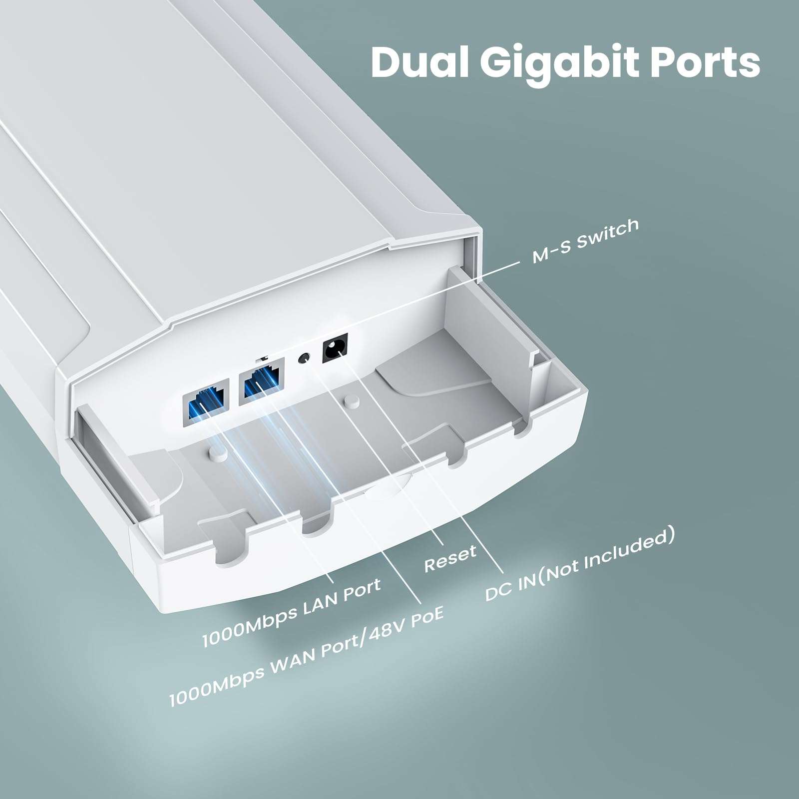 Wireless Bridge Point to Point, W/ 2×1000Mbps LAN Ports - WiFi Bridge Point to Point Outdoor Support VLAN for PtP and PtMP, 48V PoE CPE for Extending Network&Monitoring Highway/Forest Fire/Park 5