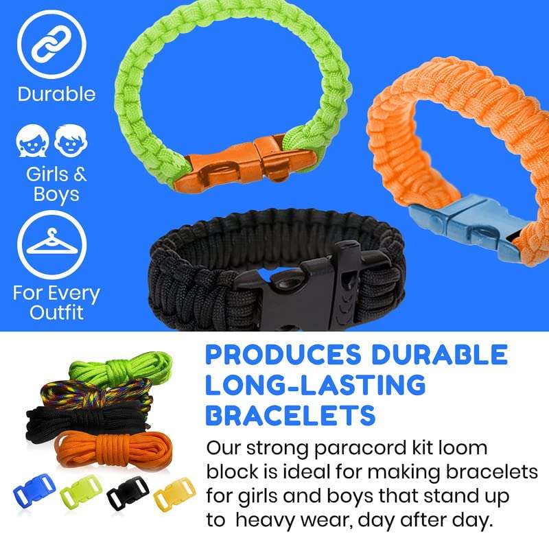 3 Bees & Me Paracord Bracelet Kit for Boys & Girls - Complete DIY Friendship Bracelet Maker Set with Jig Loom & Paracords for Kids, Tweens & Teens 2