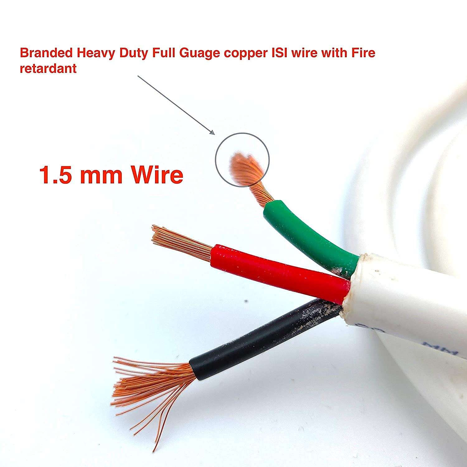 DishGo Extension Board 1 Single Socket 15A 16A 2 Meter 1.5 mm Long Wire Cable Cord with 15 16 Amp Big Power Plug (Polycarbonate)(White) (2 Meter) 6